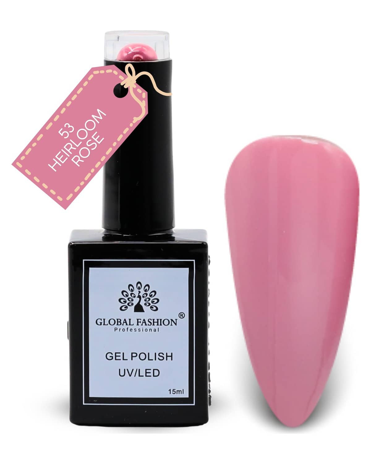 Global Fashion Blush Garden Collection Set (49–54) – 6 Long-Lasting, High-Gloss, Chip-Resistant Colors for Teens & Professionals – UV/LED Soak-Off Nail Kit (53-Heirloom Rose-1p, 15)