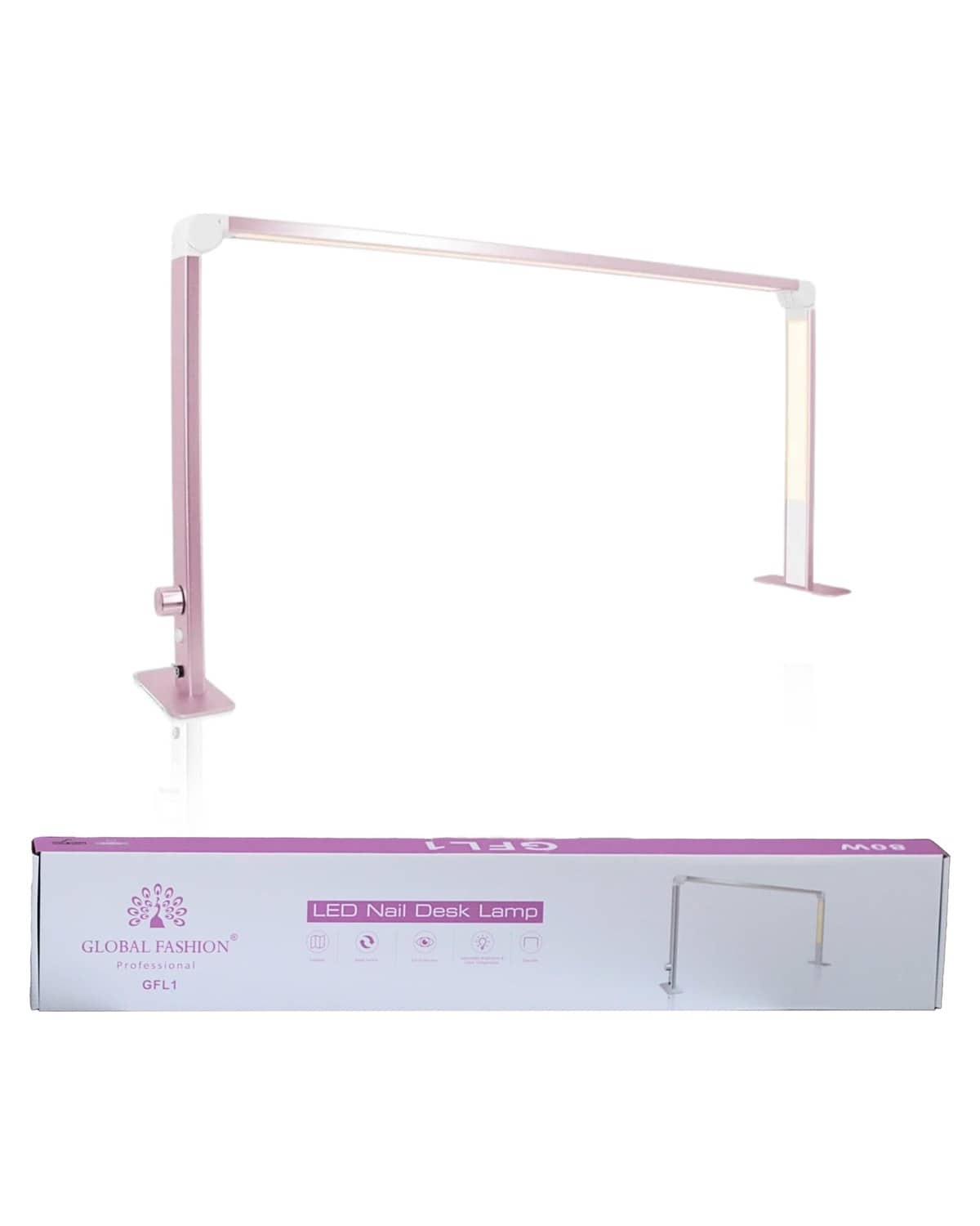 GLOBAL FASHION Professional Multifunctional LED Nail Desk Lamp - 80W, Adjustable Color Tone & Brightness, Eye-Care, Ideal for Reading, Beauty, Nail Art, Manicures & Pedicures - GFL