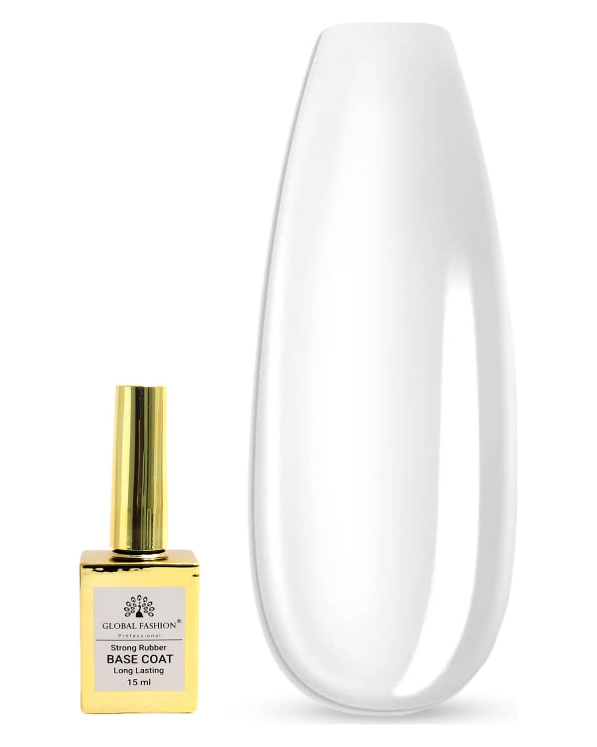 Global Fashion Strong Rubber Base Coat | Long-Lasting Gel Nail Polish Base for Chip-Free Shine, Strengthens Weak, Brittle Nails, Promotes Nail Health (Strong rubber base coat, 15ml)