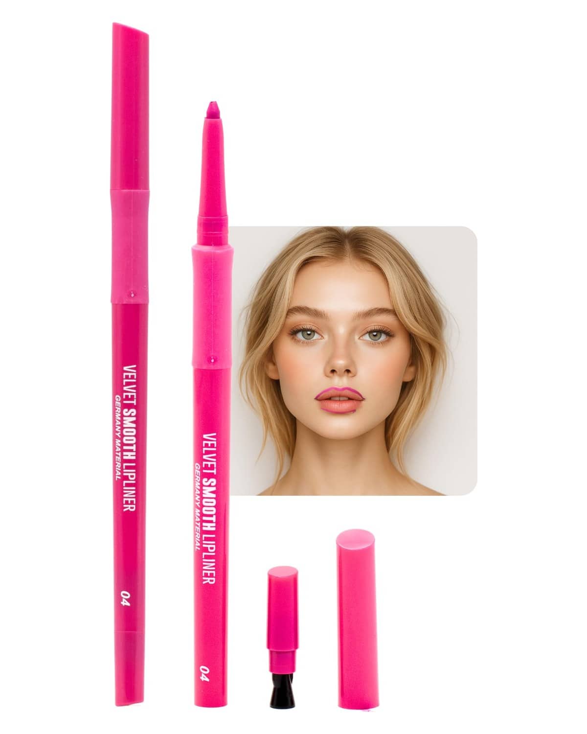 Velvet Smooth Lipliner | Mechanical Twist-Up Pencil, Long-Lasting Velvet-Matte, Waterproof & Smudge-Proof, Precision Lip Contour, Creamy Vegan Formula (4 - Persian rose)