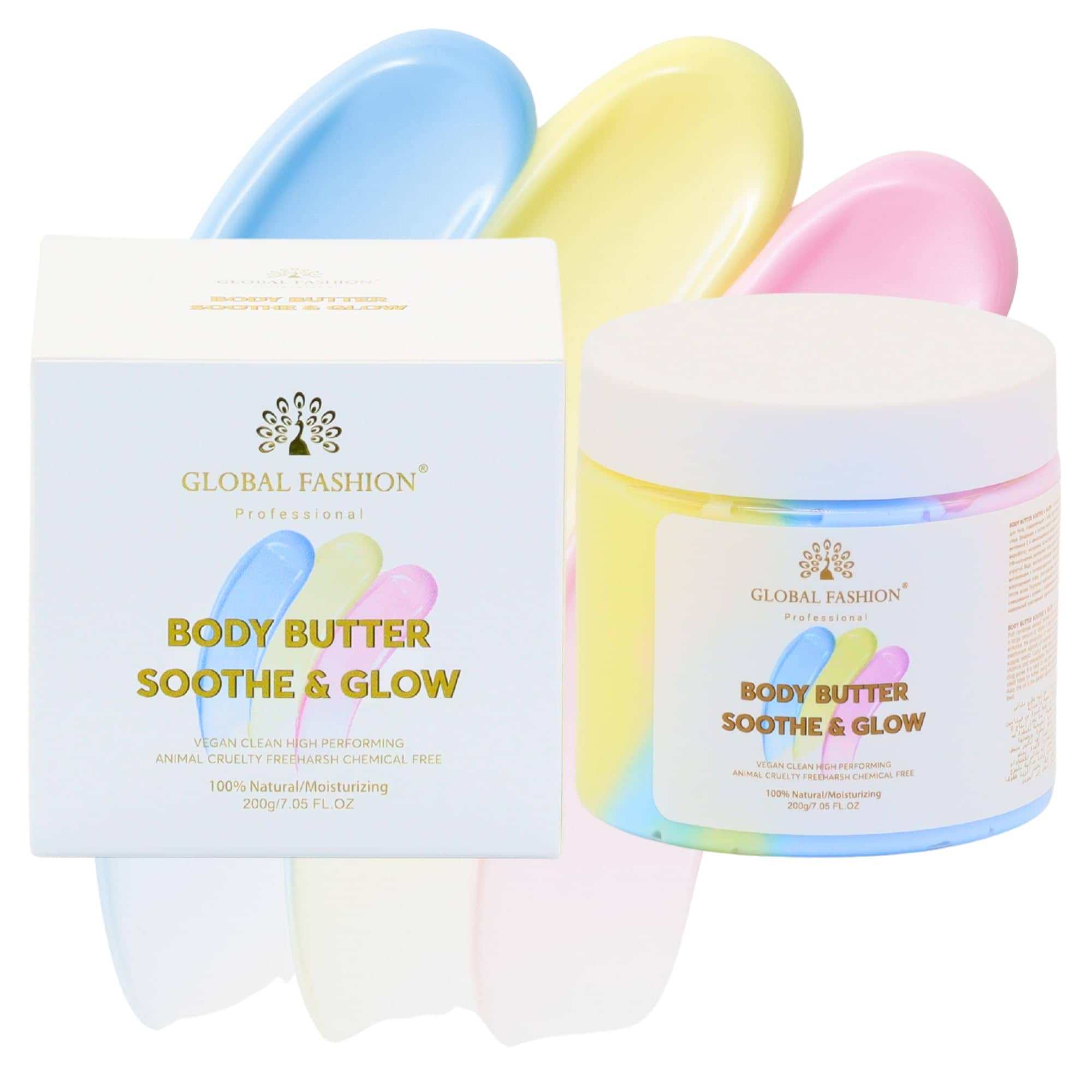 Global Fashion Body Butter Soothe & Glow 200g – Ultra-Hydrating Shea Butter & Collagen Cream, Anti-Aging Firming Moisturizer with Acetyl Tripeptide-1, Vegan Cruelty-Free Body Skinc