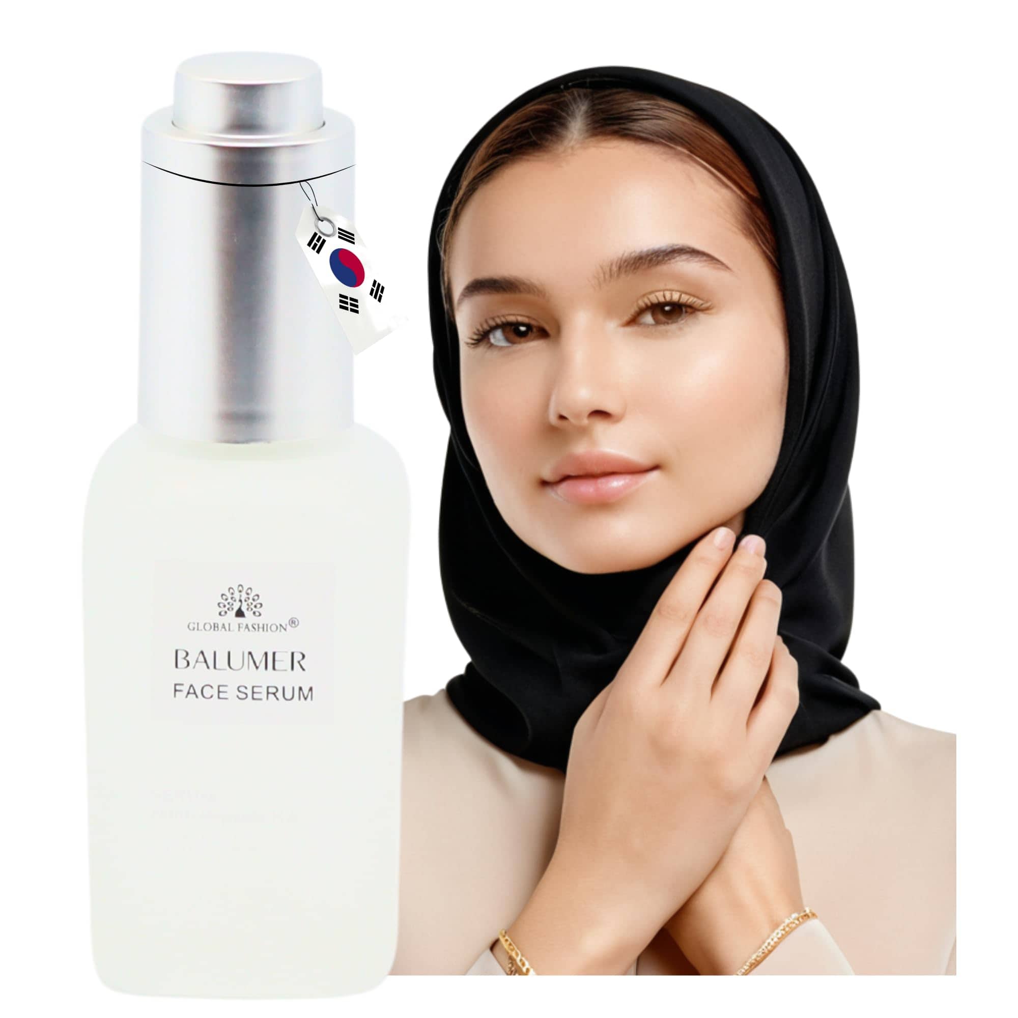 Global Fashion Face Serum 50 ml – Anti-Aging, Brightening & Hydrating – With Vitamin C, Retinol, Hyaluronic Acid, Collagen, AHA BHA, Peptides – Korean Skincare (BALUMER Face Serum)