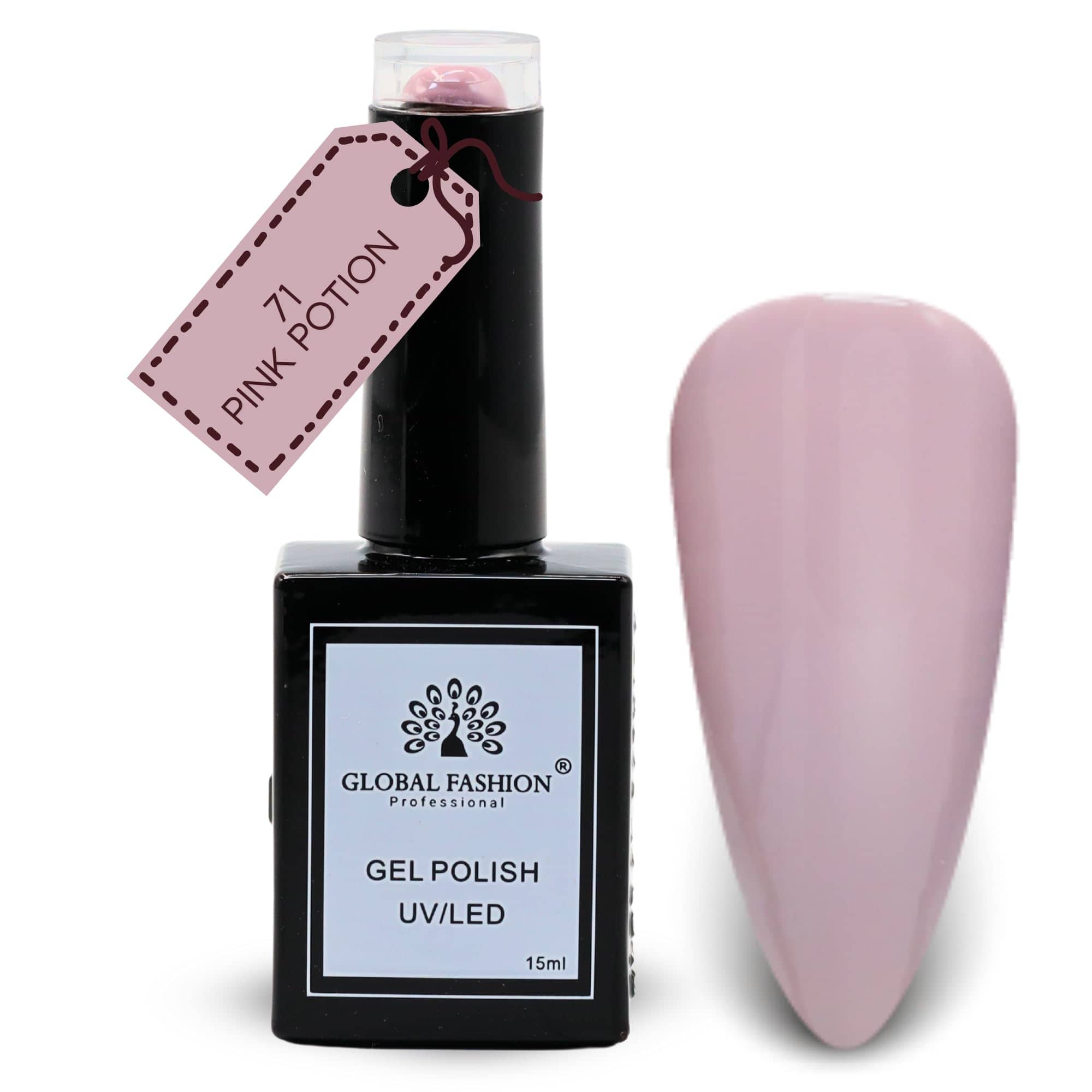 Global Fashion Violet Vibes Collection Set (67–72) – 6 Long-Lasting, High-Gloss, Chip-Resistant Colors for Teens & Professionals – UV/LED Soak-Off Nail Kit (71-Pink Potion-1p, 15ml)
