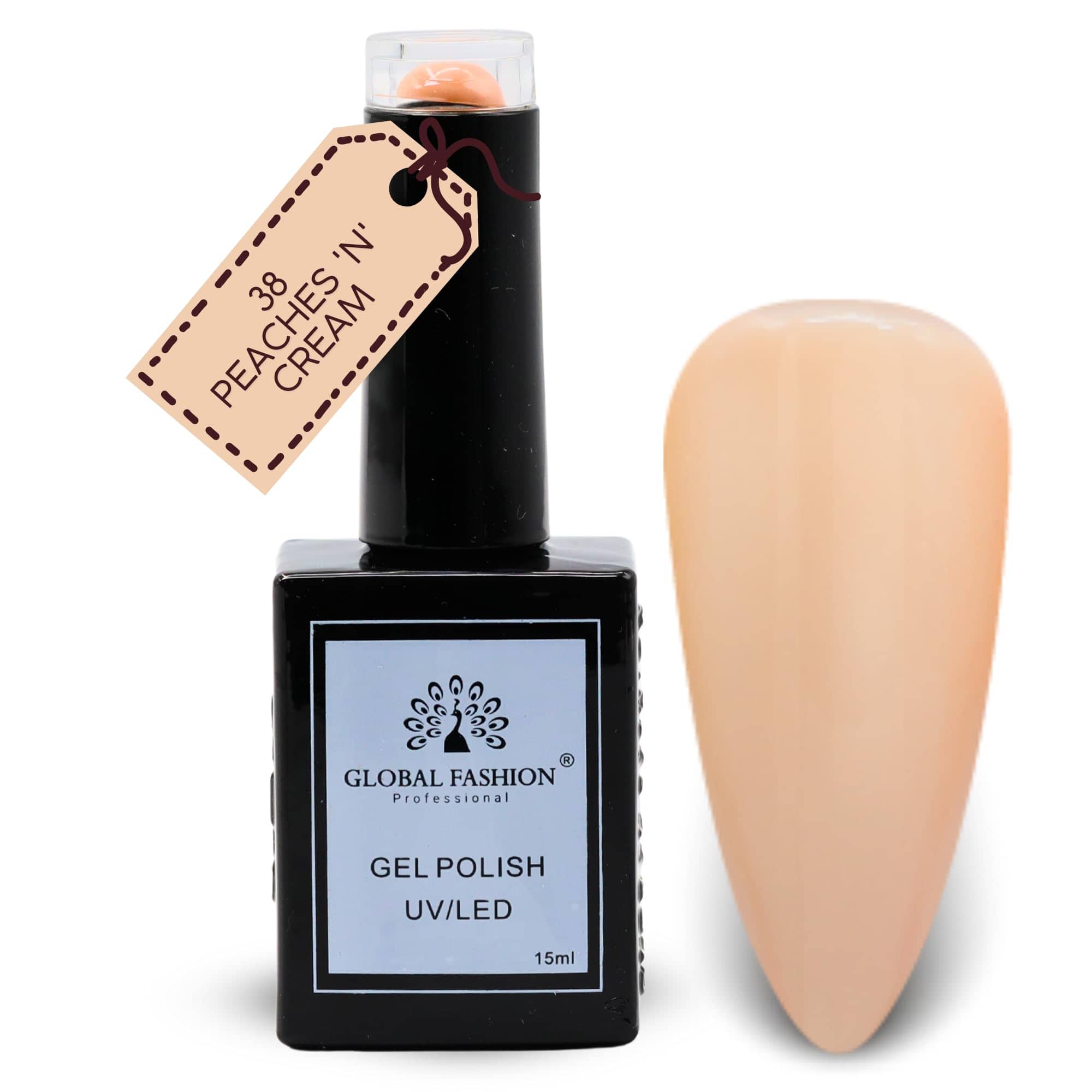 Global Fashion Sunset Sorbet Collection Set (37–42) – 6 Long-Lasting, High-Gloss, Chip-Resistant Colors for Teens & Professionals – UV/LED Soak-Off Nail Kit (38-Peaches 'n' Cream-1)