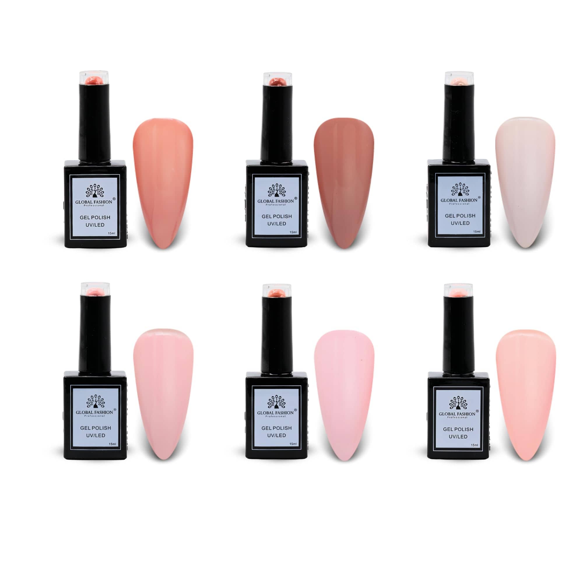 Global Fashion Soft Neutrals Collection Set (43–48) – 6 Long-Lasting, High-Gloss, Chip-Resistant Colors for Teens & Professionals – UV/LED Soak-Off Nail Kit (43–48 Soft Neutrals Co)