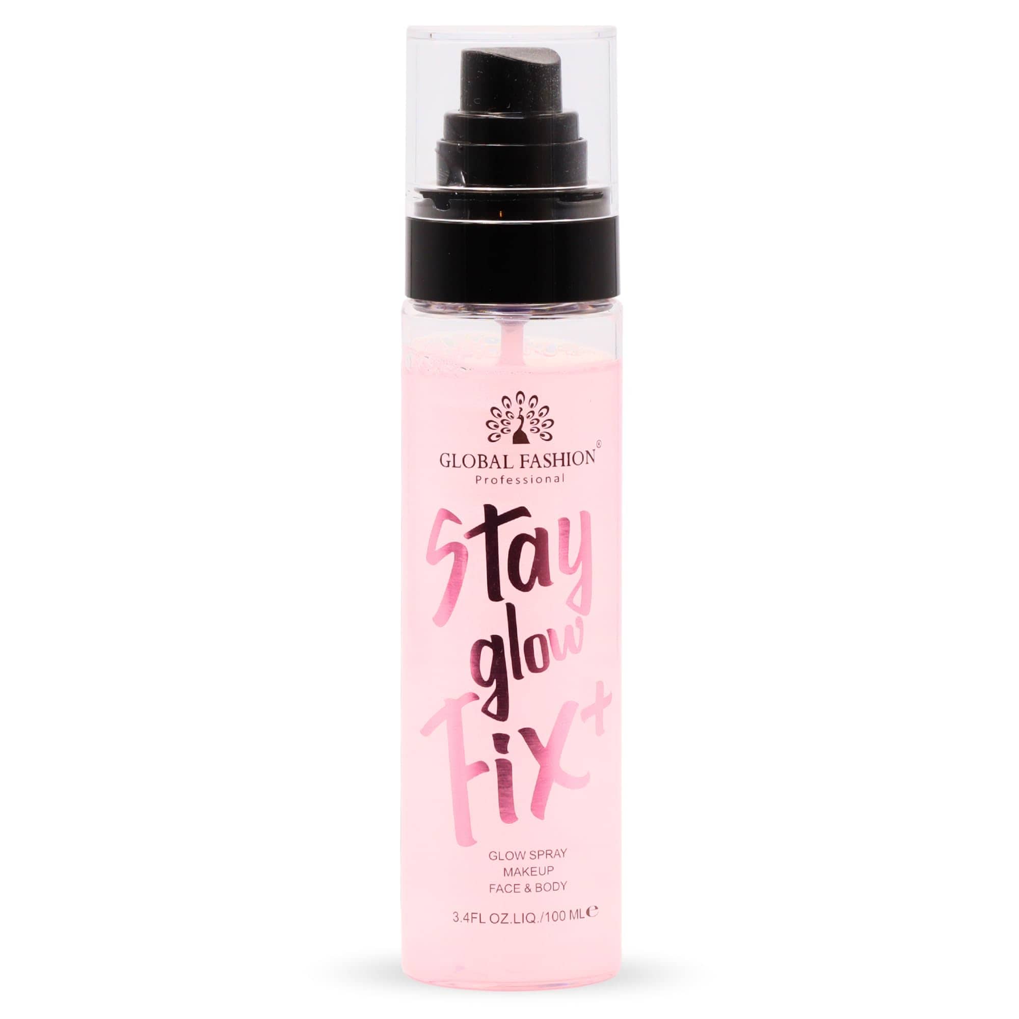 Global Fashion Stay Glow Fix+ 100 ml - Shimmer Mist 3-in-1 for Face, Body and Hair - Hydrating Glow Spray, Radiance and Makeup Fixation, Quick-Dry Non-Sticky Fine Mist with Light-V