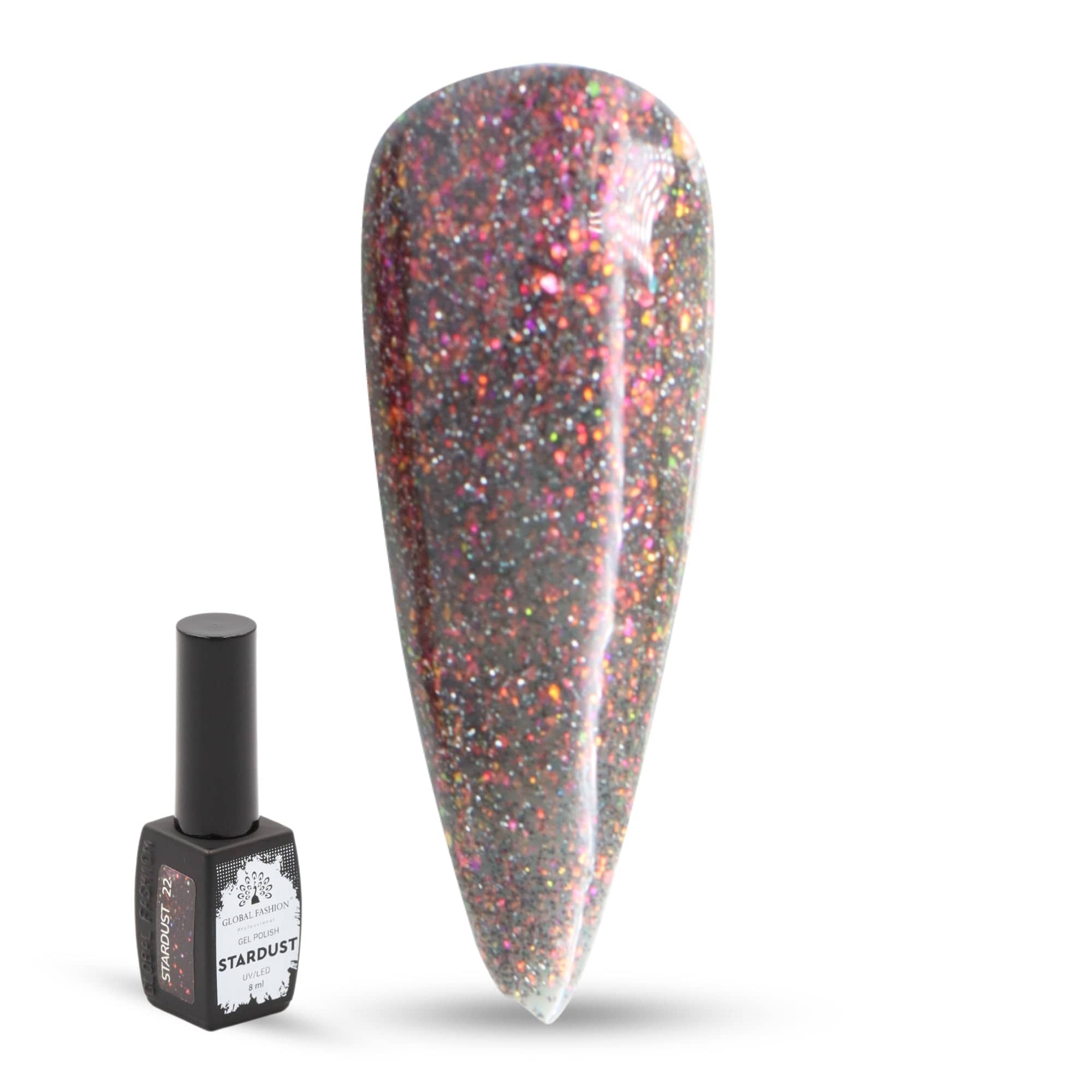 Stardust Gel Nail Polish – 8ml Holographic Glitter Color, Long-Lasting High-Gloss Soak Off UV/LED Gel, Professional Salon Quality & DIY Nail Art for Easy Manicure and Pedicure at H