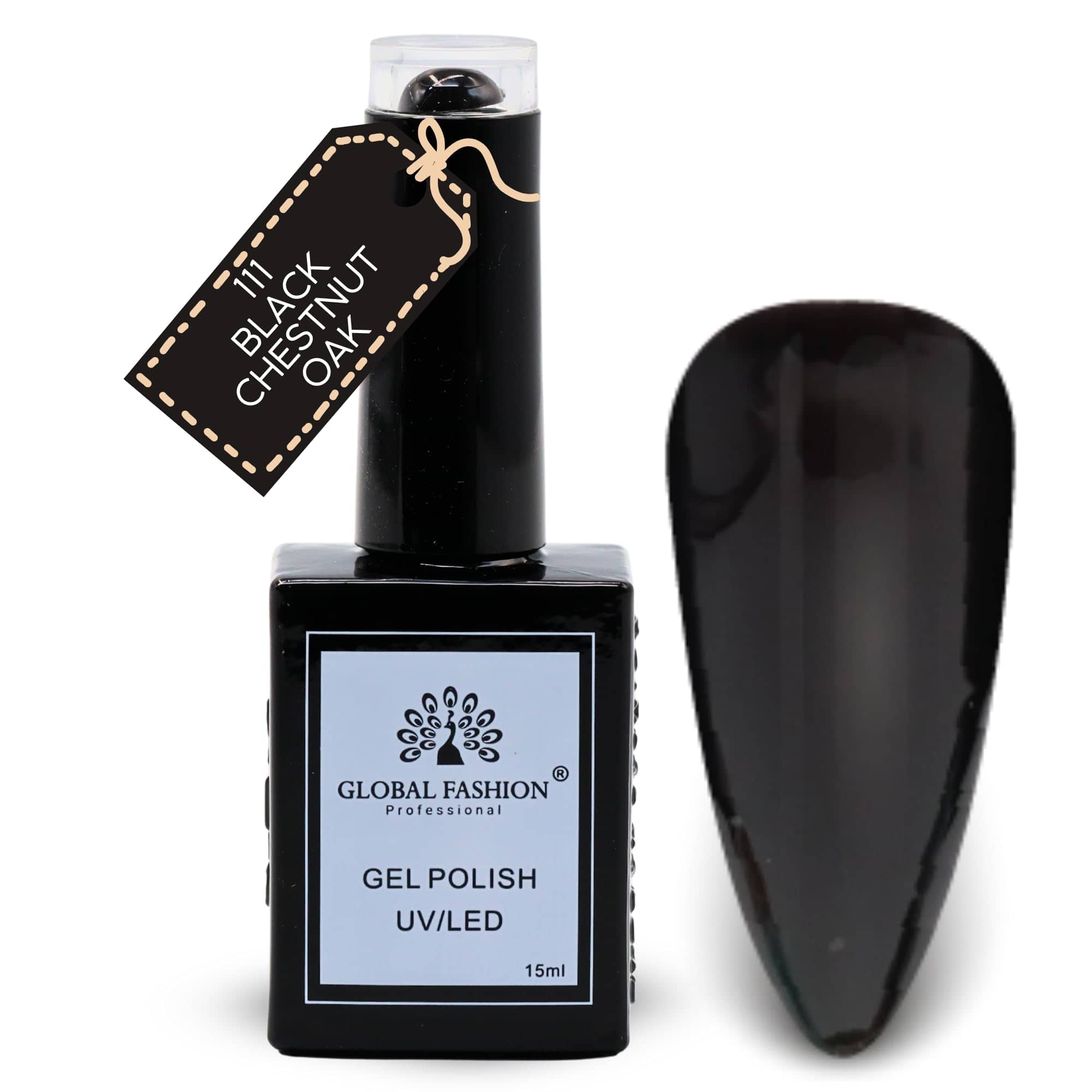Global Fashion Tropical Teals Collection (109–114) – 6 Long-Lasting, High-Gloss, Chip-Resistant Colors for Teens & Professionals – UV/LED Soak-Off Nail Kit (111-Black Chestnut Oak)