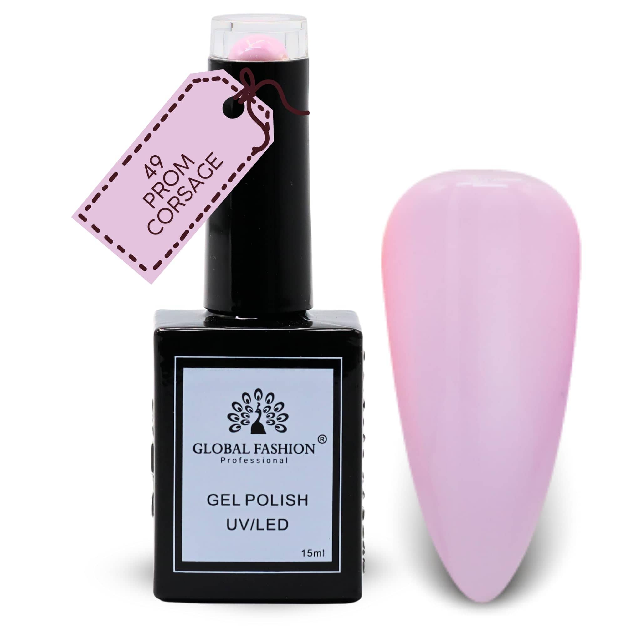 Global Fashion Blush Garden Collection Set (49–54) – 6 Long-Lasting, High-Gloss, Chip-Resistant Colors for Teens & Professionals – UV/LED Soak-Off Nail Kit (49-Prom Corsage-1p, 15m)