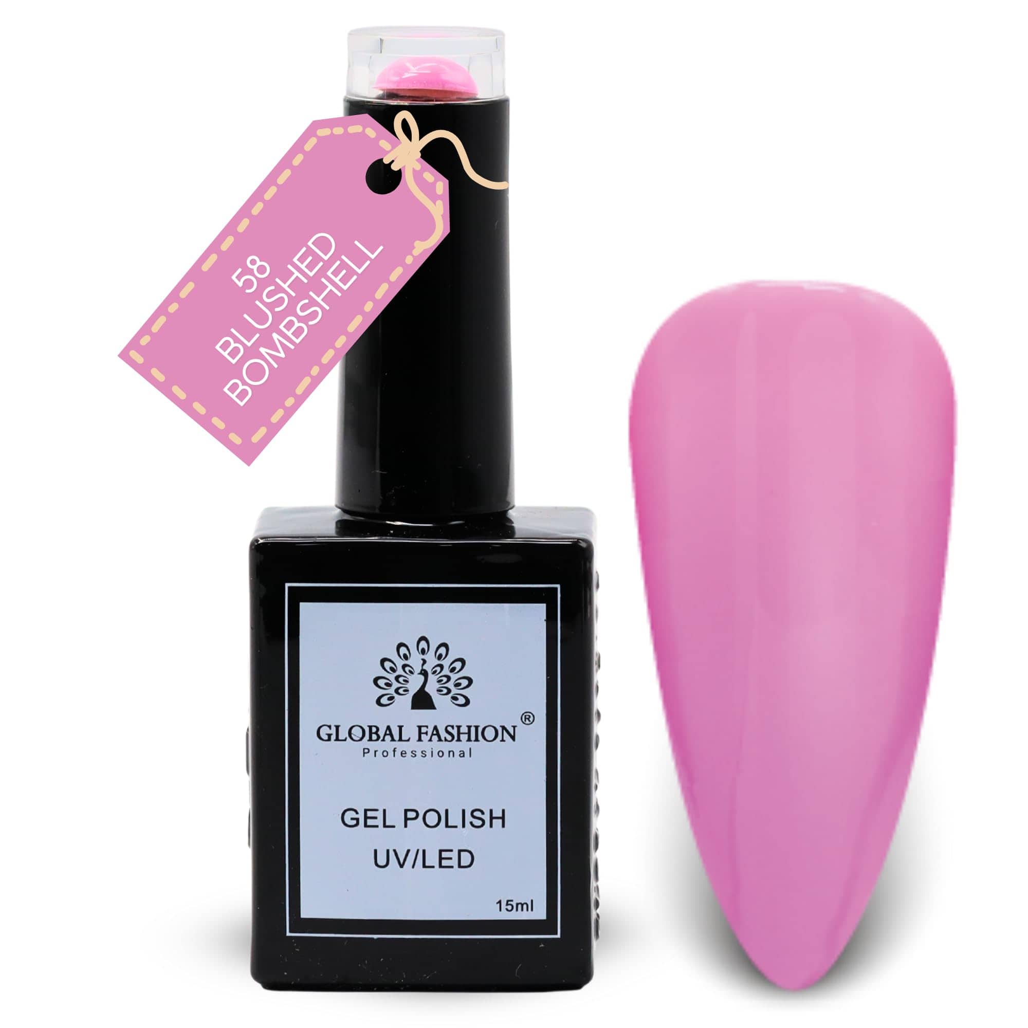 Global Fashion Pretty in Pink Collection Set (55–60) – 6 Long-Lasting, High-Gloss, Chip-Resistant Colors for Teens & Professionals – UV/LED Soak-Off Nail Kit (58-Blushed Bombshell)