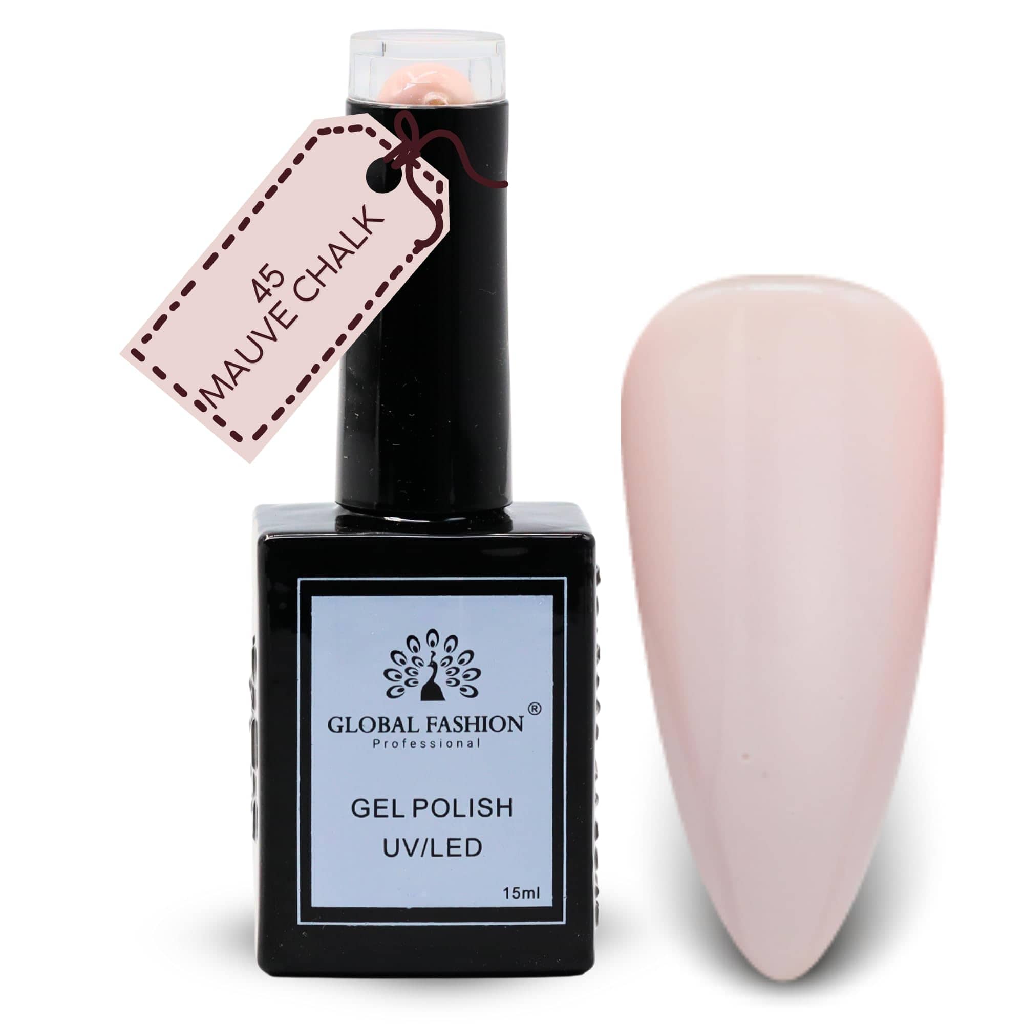 Global Fashion Soft Neutrals Collection Set (43–48) – 6 Long-Lasting, High-Gloss, Chip-Resistant Colors for Teens & Professionals – UV/LED Soak-Off Nail Kit (45-Mauve Chalk-1p, 15m)