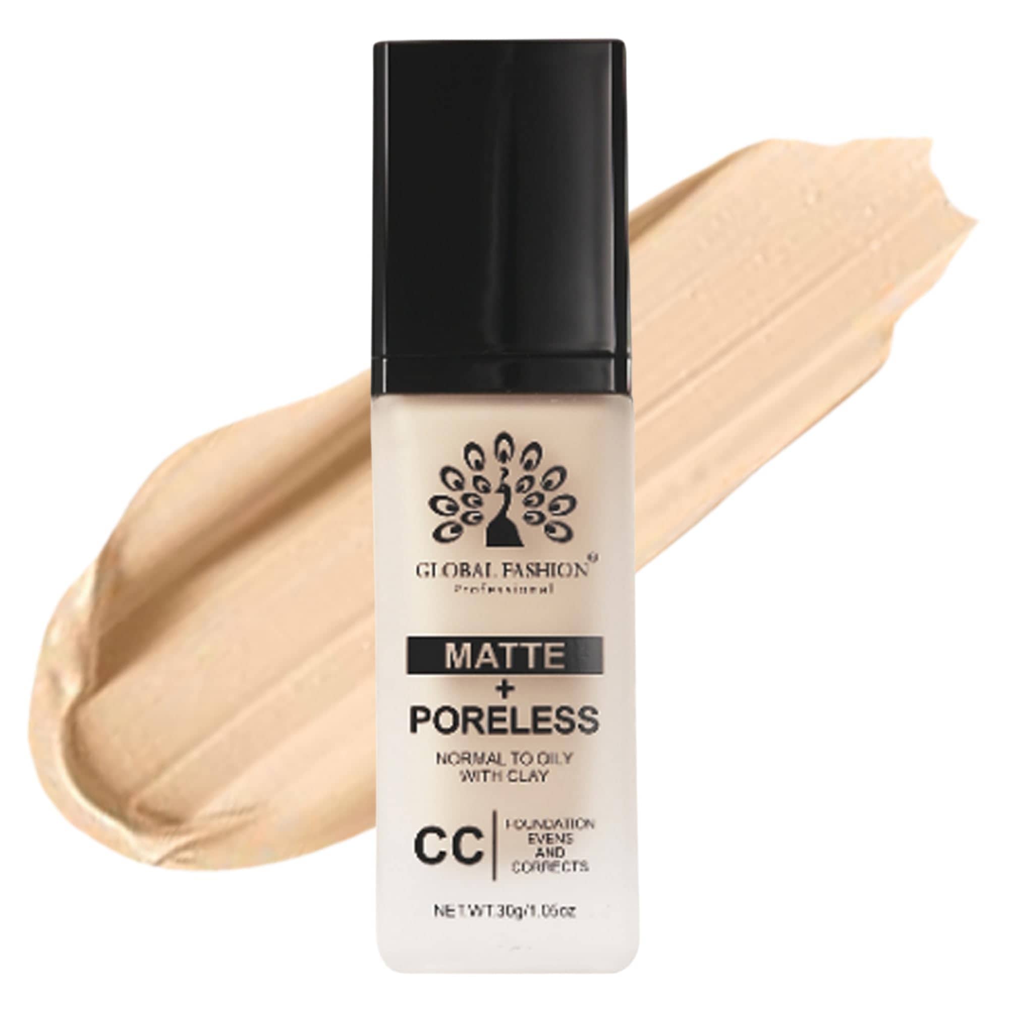 Global Fashion Matte & Poreless CC Foundation - 8 Shades, Oil‑Control, Clay‑Infused Tone‑Perfecting SPF - Free Cream, Lightweight, Buildable Coverage for Normal Oily Skin (G013 - G)