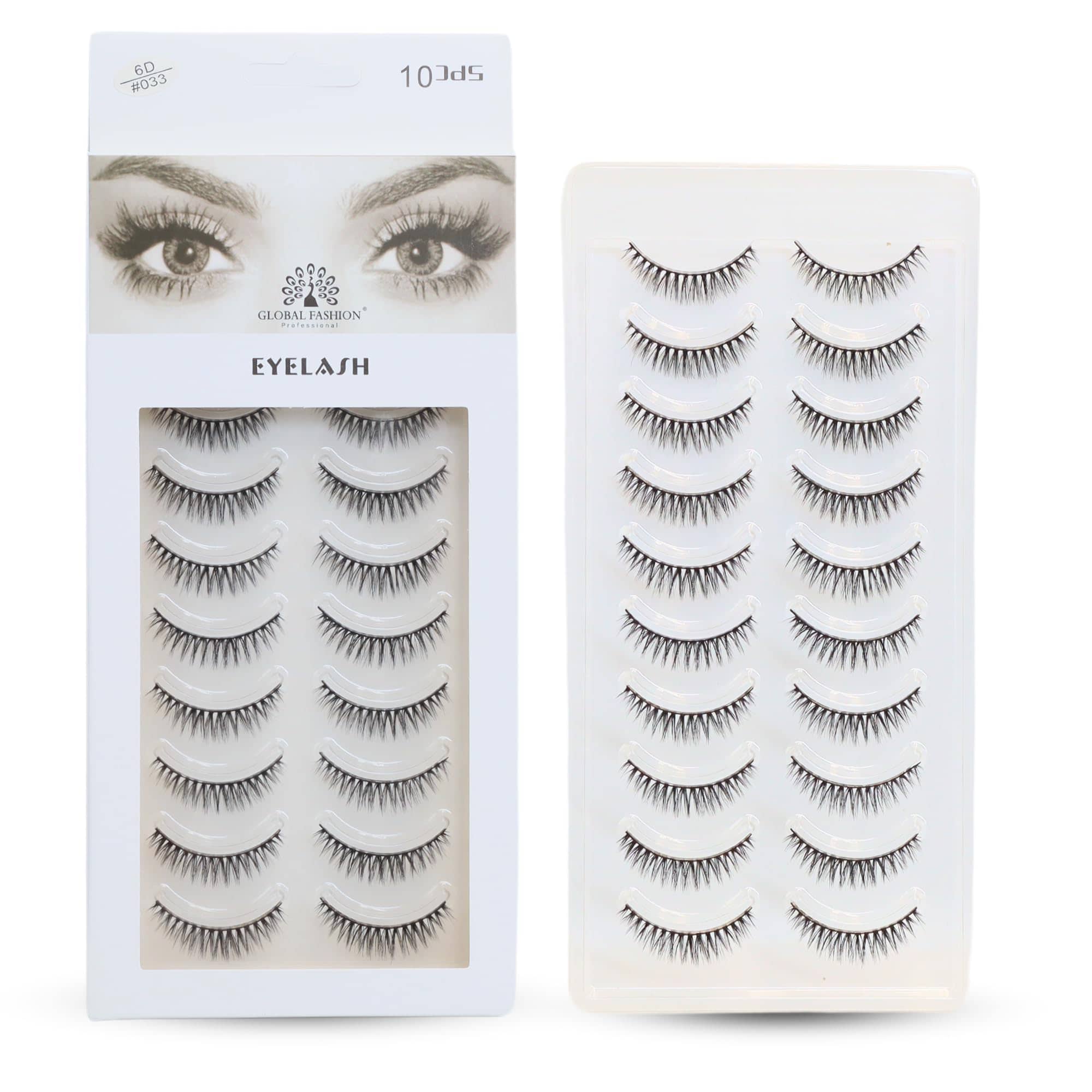 False Eyelashes Pack - Wispy Natural Look, Mink Fluffy Strips, Cat Eye and Fox Eye Lashes, Reusable, Easy Application, Perfect for Daily Wear & Special Occasions | (Eyelash 6D #033)