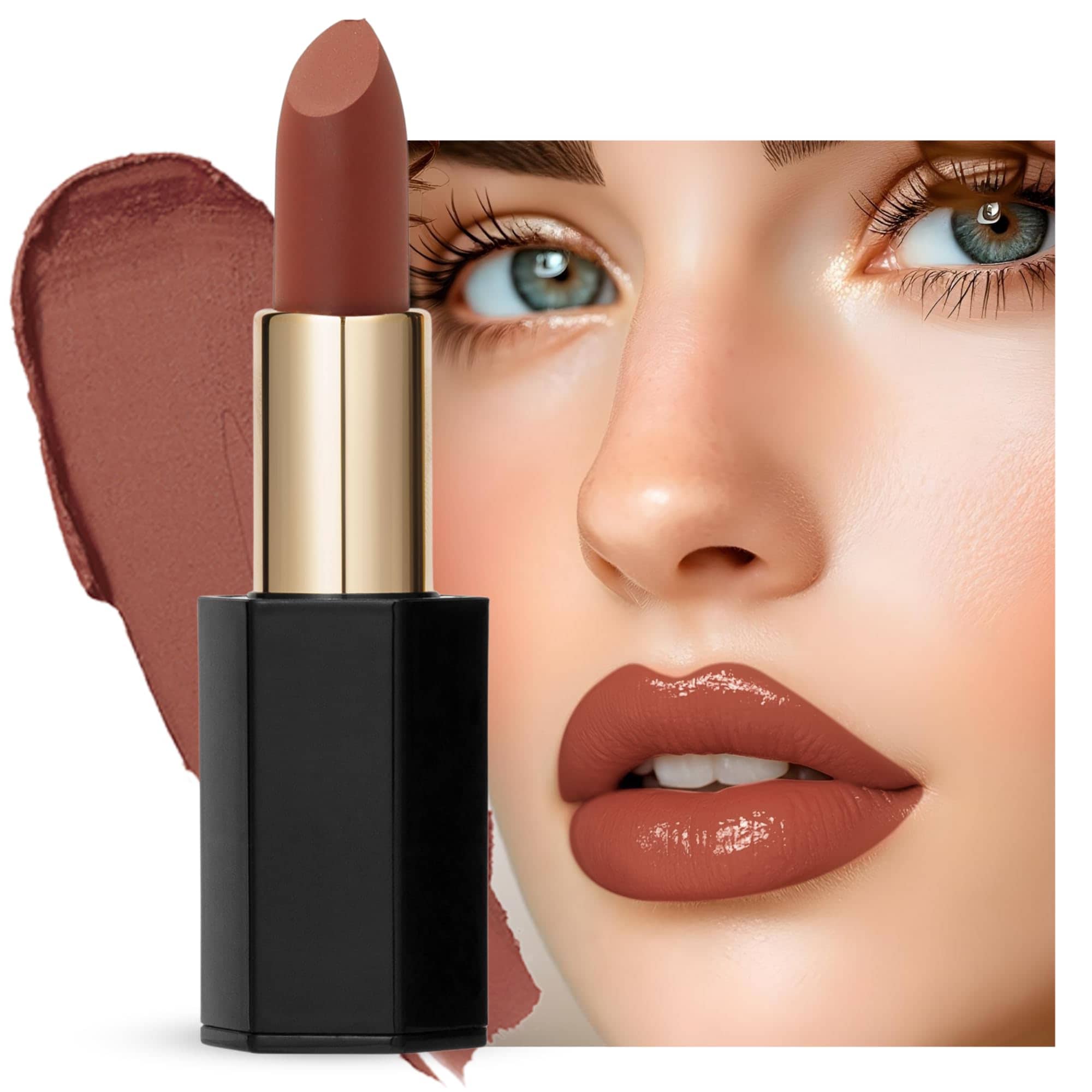 Velvet Moisturizing Matte Lipstick - 24 Long-Lasting Shades, Highly Pigmented, Smudge-Proof, Vegan & Cruelty-Free, Luxe Non-Drying Formula with Velvet Finish (107 Spicy Mix, 3.5g/0)