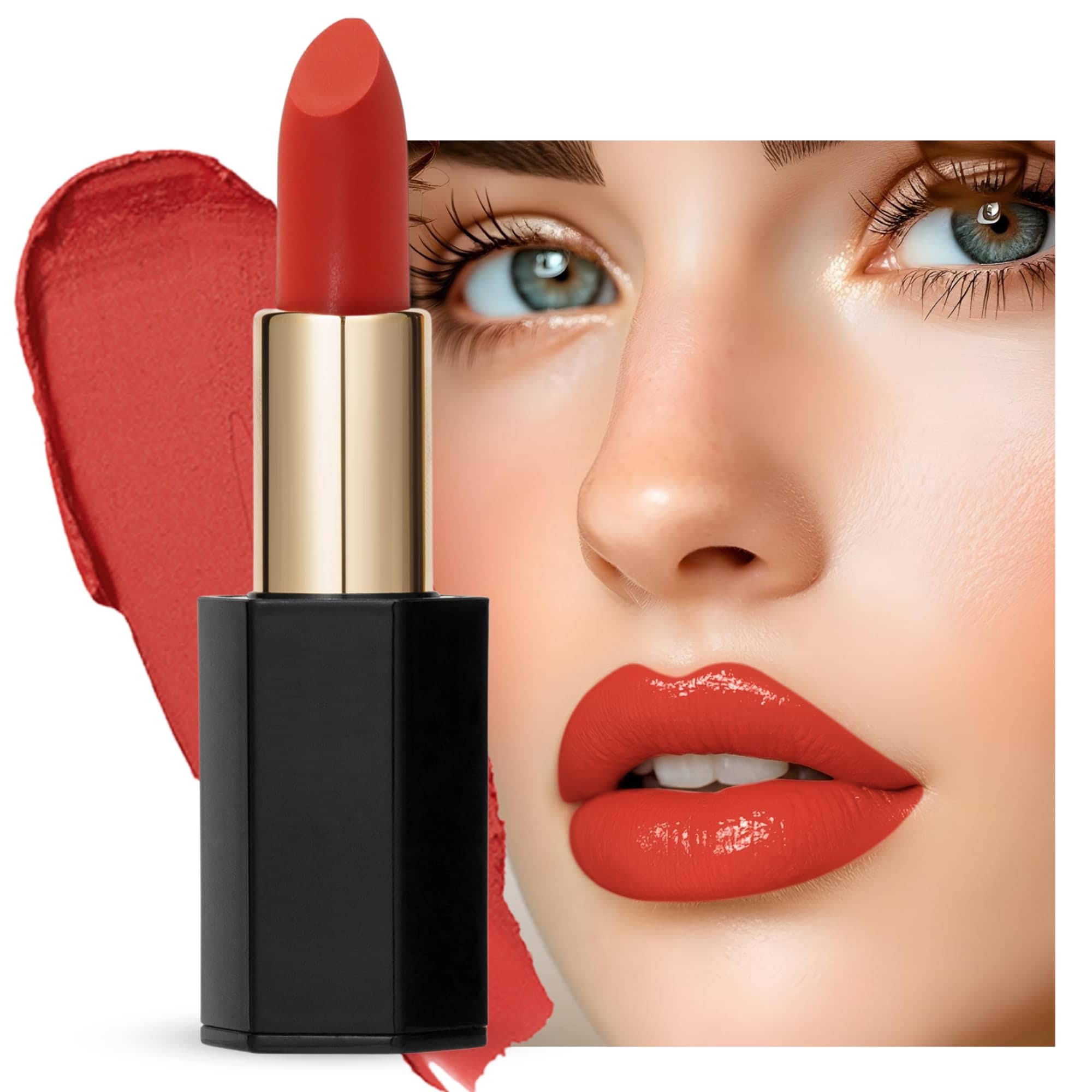 Velvet Moisturizing Matte Lipstick - 24 Long-Lasting Shades, Highly Pigmented, Smudge-Proof, Vegan & Cruelty-Free, Luxe Non-Drying Formula with Velvet Finish (106 Watermelon Red, 3)