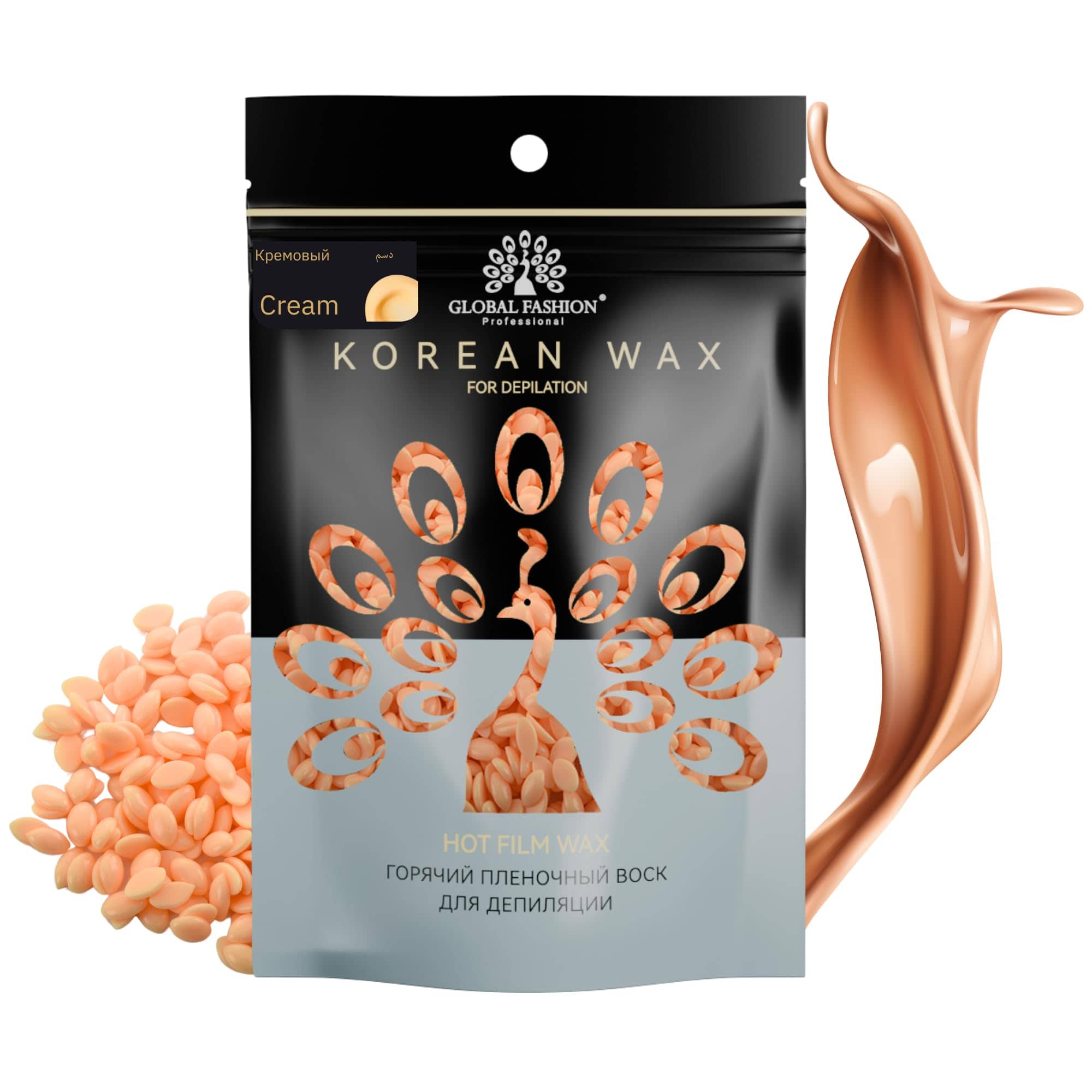 Korean Hot Film Hard Wax Beans for Painless Hair Removal – 12 Variants Stripless Korean Waxing Beads for Bikini, Legs, Face, Body – All Skin Types (500g, CREAM)