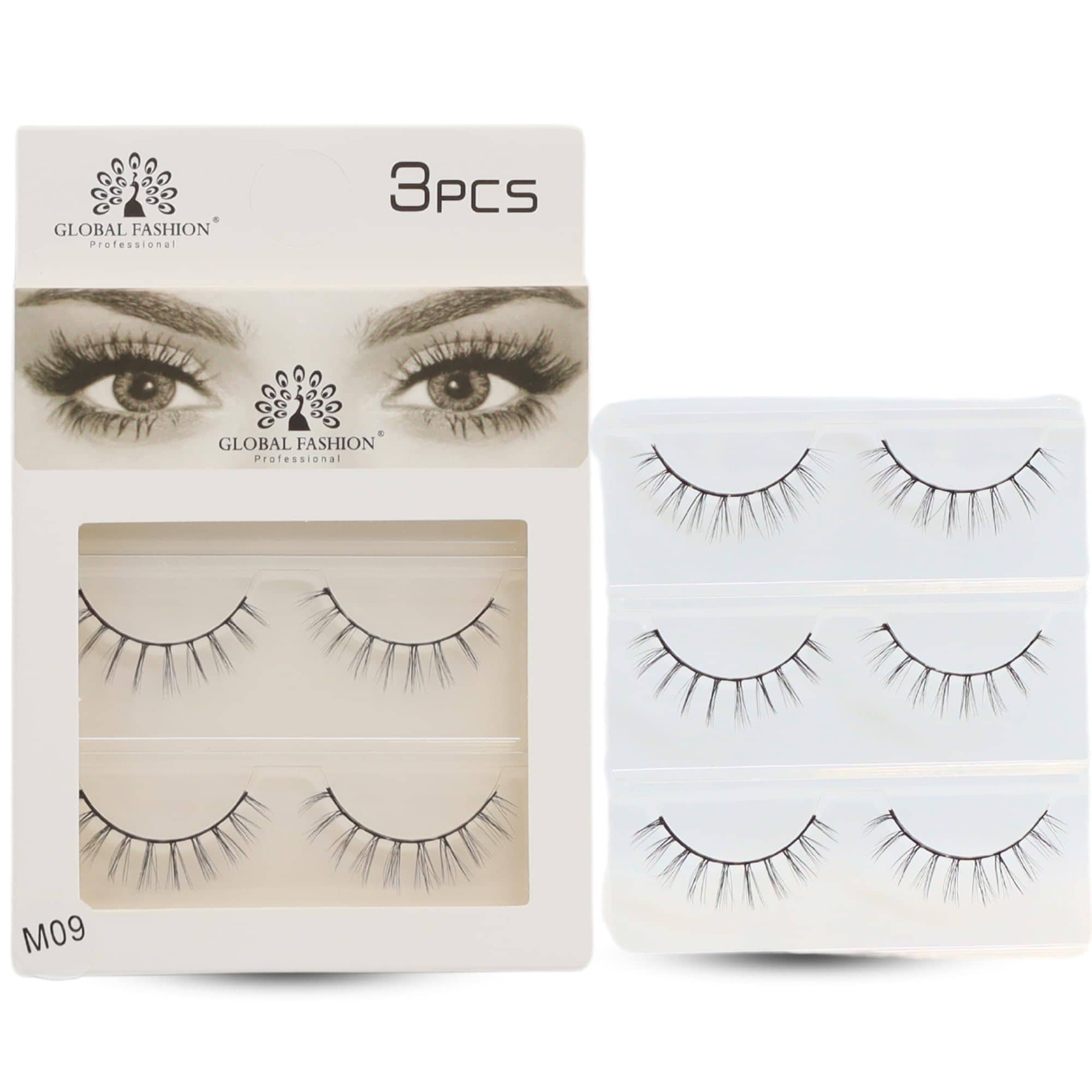 GLOBAL FASHION False Eyelashes Pack - Wispy Natural Look, Mink Fluffy Strips, Cat Eye and Fox Eye Lashes, Reusable, Easy Application, Perfect for Daily Wear & Special Occasions |