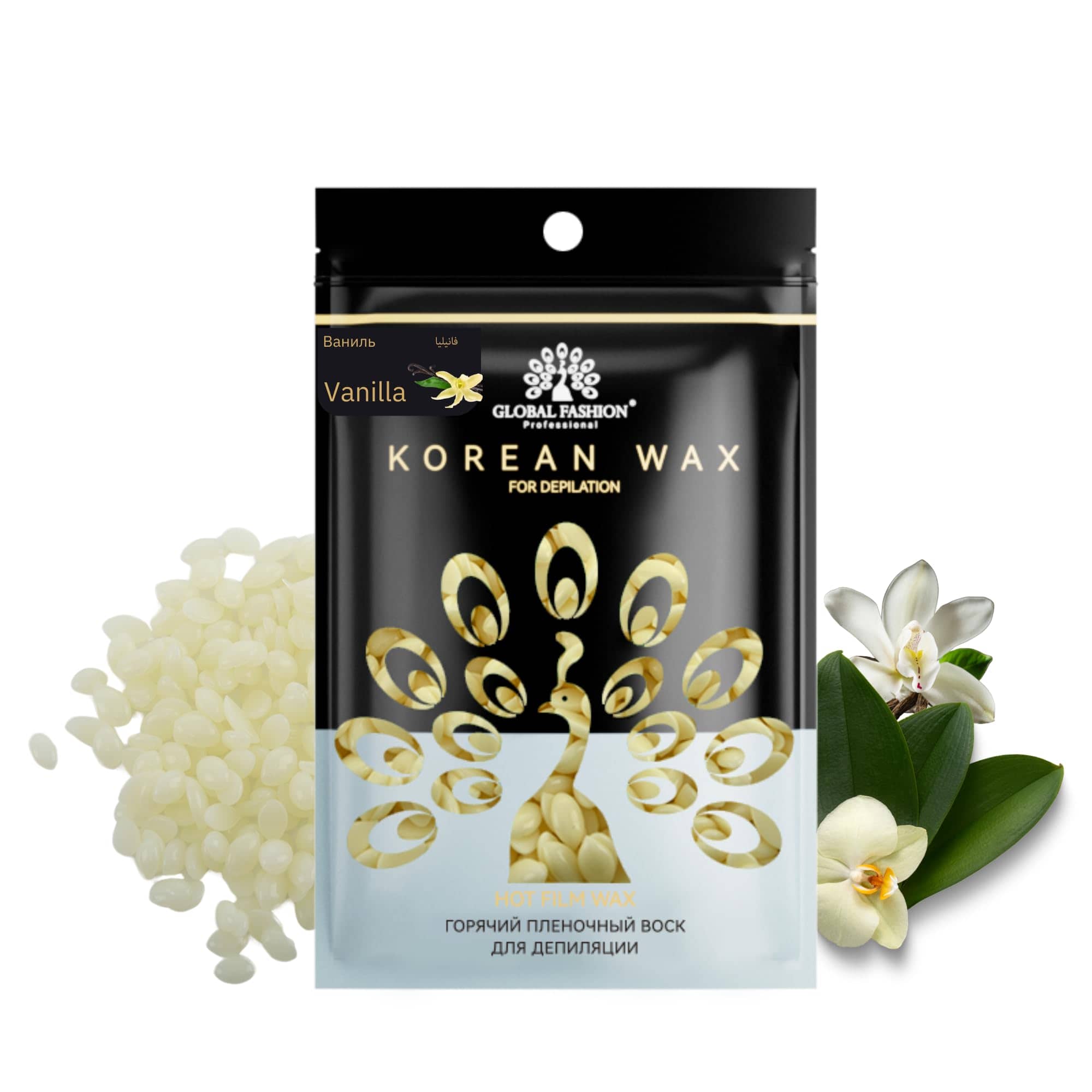 Korean Hot Film Hard Wax Beans for Painless Hair Removal – 12 Variants Stripless Korean Waxing Beads for Bikini, Legs, Face, Body – All Skin Types (100g, VANILLA)