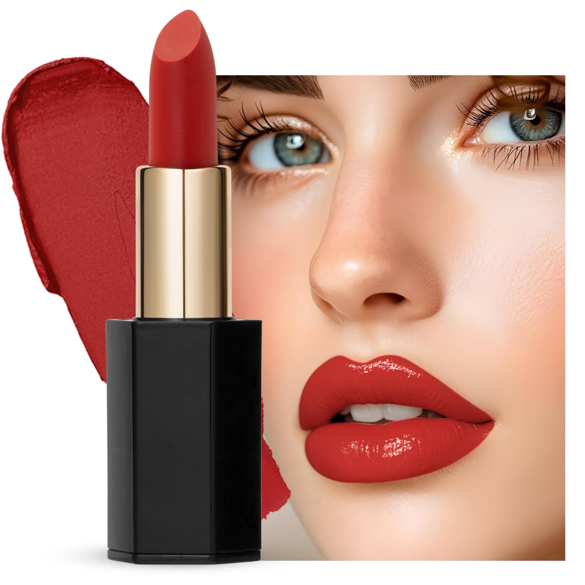 Velvet Moisturizing Matte Lipstick - 24 Long-Lasting Shades, Highly Pigmented, Smudge-Proof, Vegan & Cruelty-Free, Luxe Non-Drying Formula with Velvet Finish (104 Sweet Brown, 3.5g)