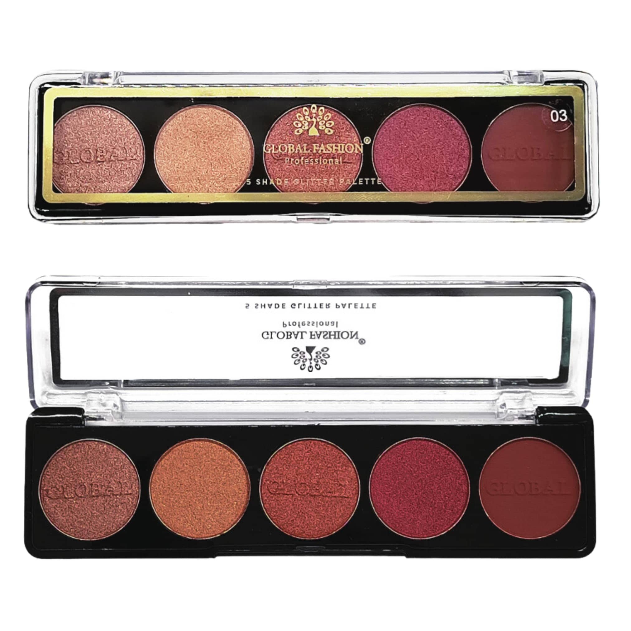 Global Fashion Professional 5-Color Eye Shad Palette - Long-Lasting Matte and Shimmer Shades, High Pigment, Blendable Makeup Palette for Day & Night Looks | (PALETTE 3)
