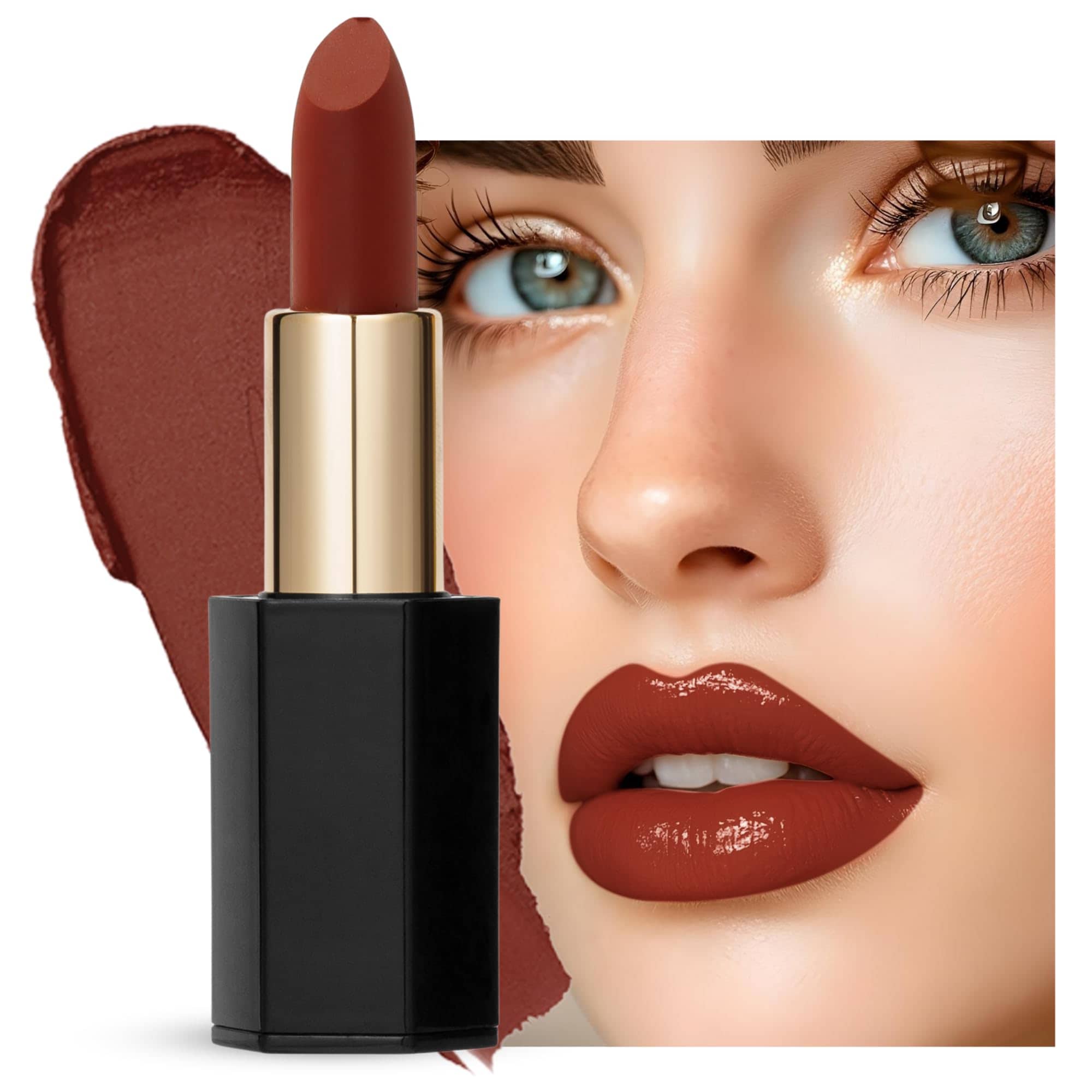 Velvet Moisturizing Matte Lipstick - 24 Long-Lasting Shades, Highly Pigmented, Smudge-Proof, Vegan & Cruelty-Free, Luxe Non-Drying Formula with Velvet Finish (118 Strong Envy, 3.5g)
