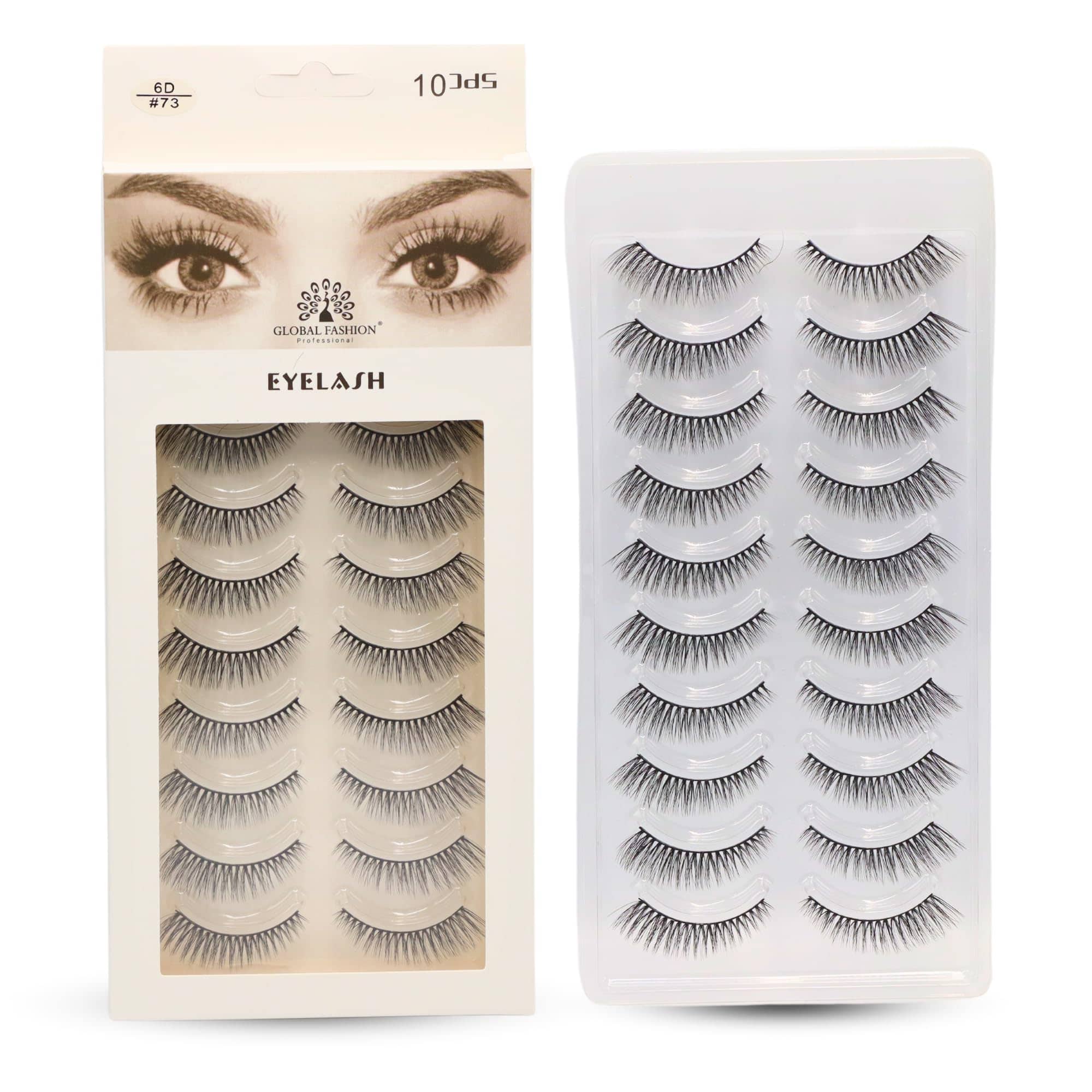 False Eyelashes Pack - Wispy Natural Look, Mink Fluffy Strips, Cat Eye and Fox Eye Lashes, Reusable, Easy Application, Perfect for Daily Wear & Special Occasions | (Eyelash 6D #73)