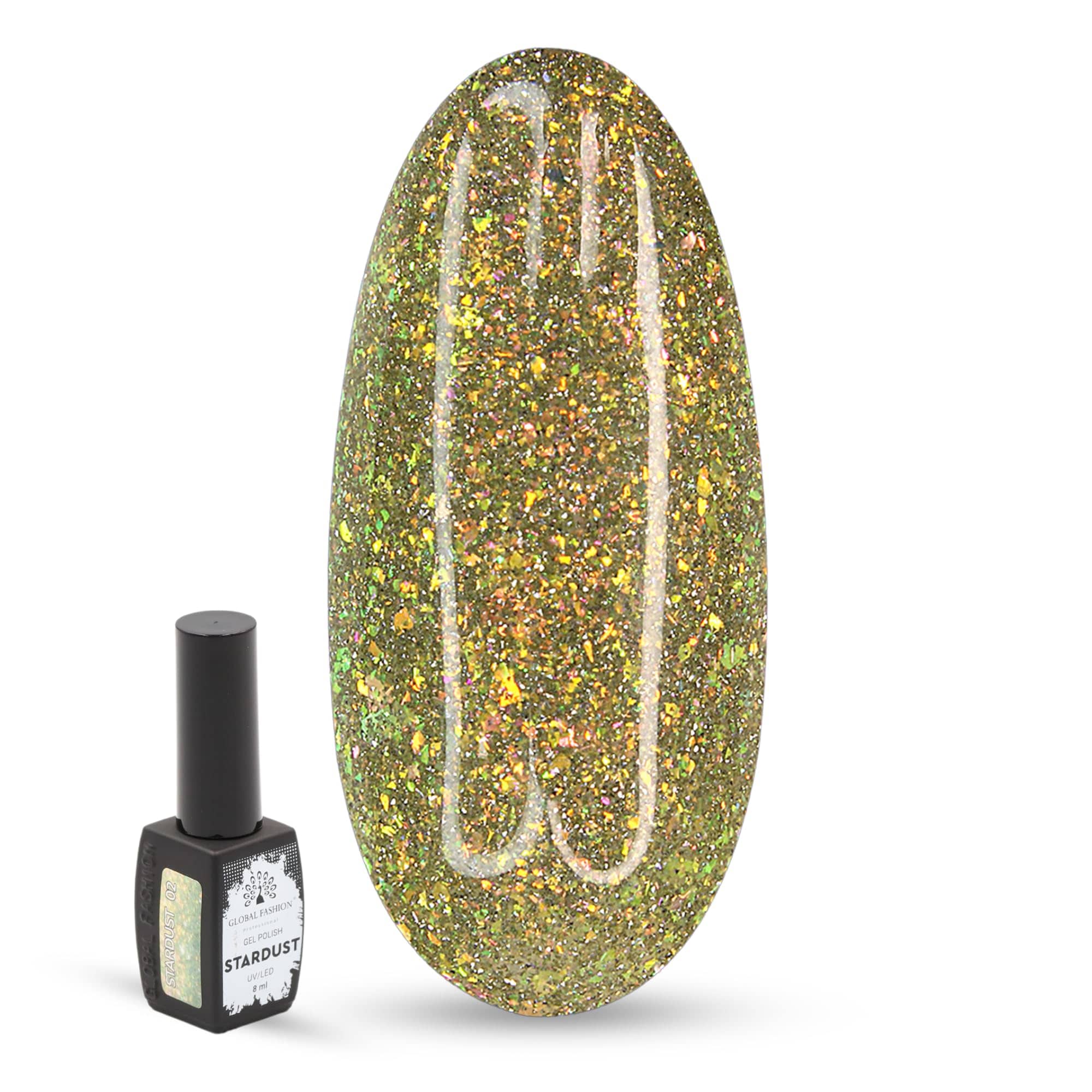 Stardust Gel Nail Polish – 8ml Holographic Glitter, Long-Lasting High-Gloss Soak Off UV/LED Gel, Professional Salon Quality & DIY Nail Art for Manicure and Pedicure at Home or Salo