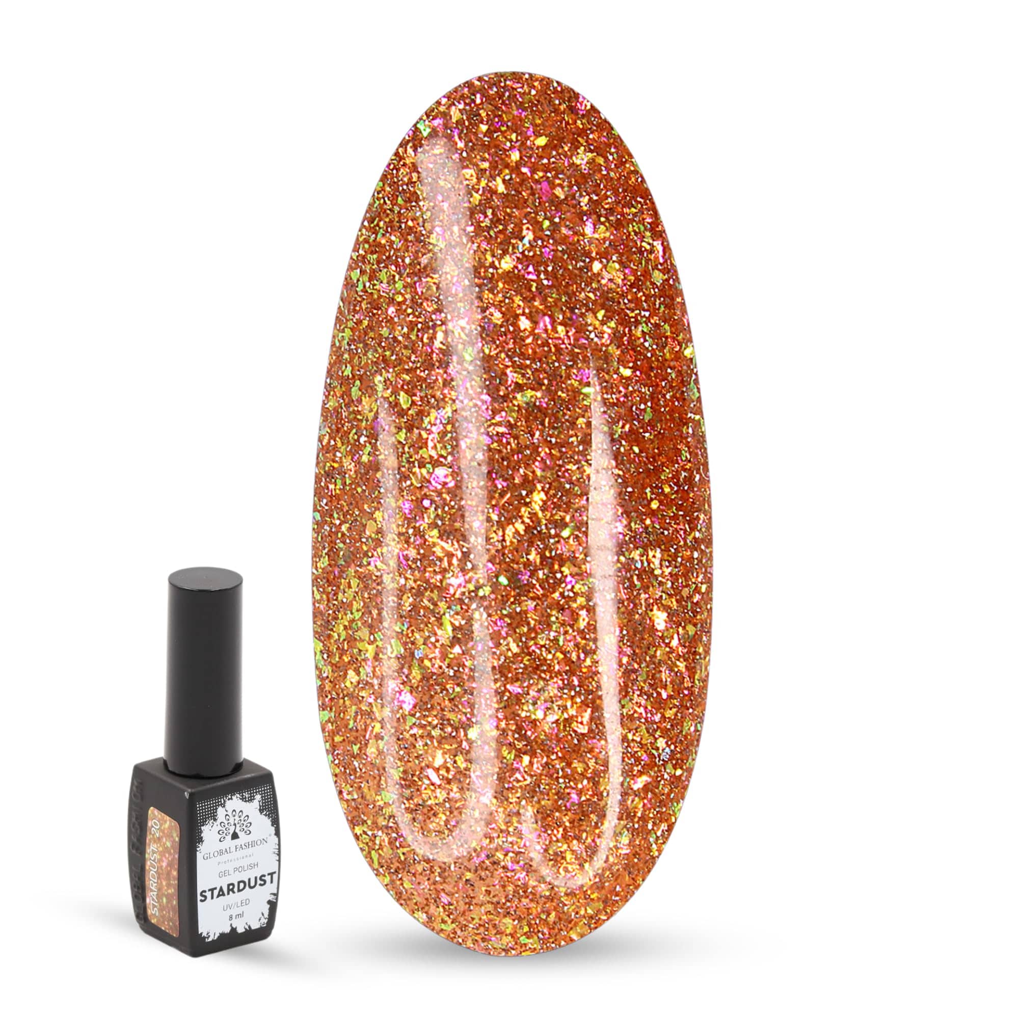 Stardust Gel Nail Polish – 8ml Holographic Glitter Color, Long-Lasting High-Gloss Soak Off UV/LED Gel, Professional Salon Quality & DIY Nail Art for Easy Manicure and Pedicure at H