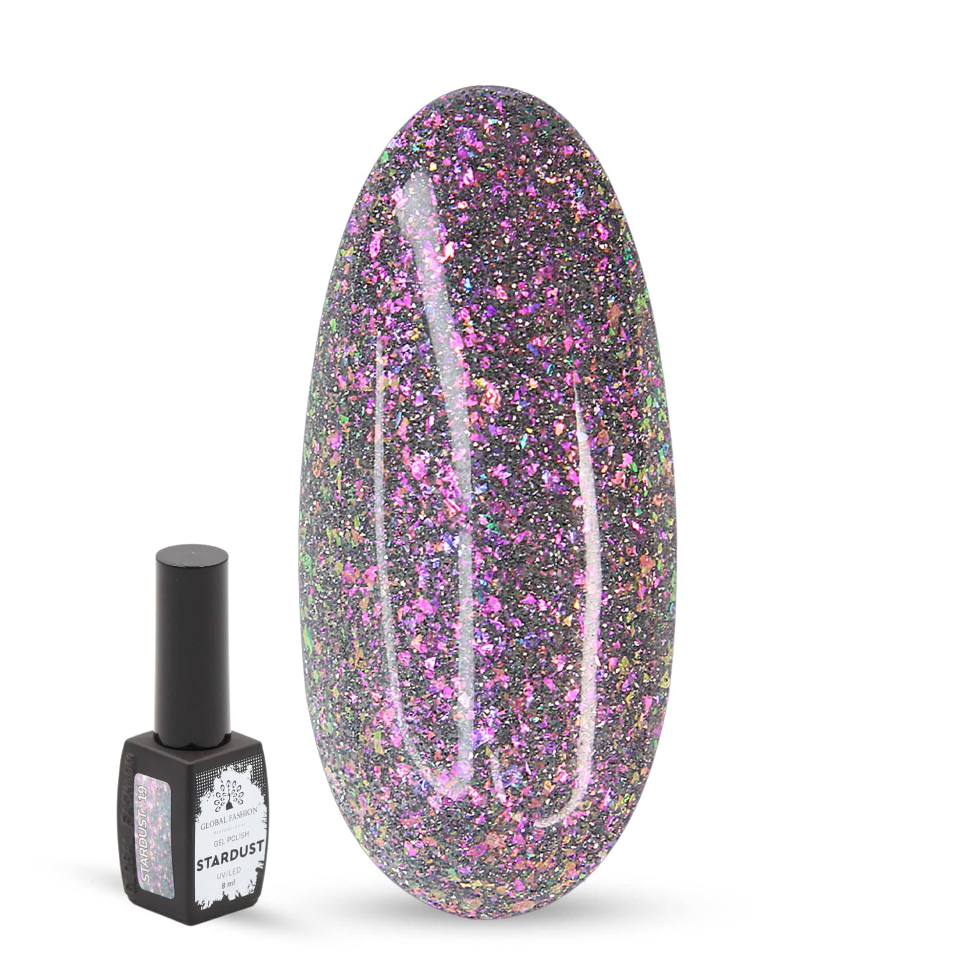Stardust Gel Nail Polish – 8ml Holographic Glitter Color, Long-Lasting High-Gloss Soak Off UV/LED Gel, Professional Salon Quality & DIY Nail Art for Easy Manicure and Pedicure at H