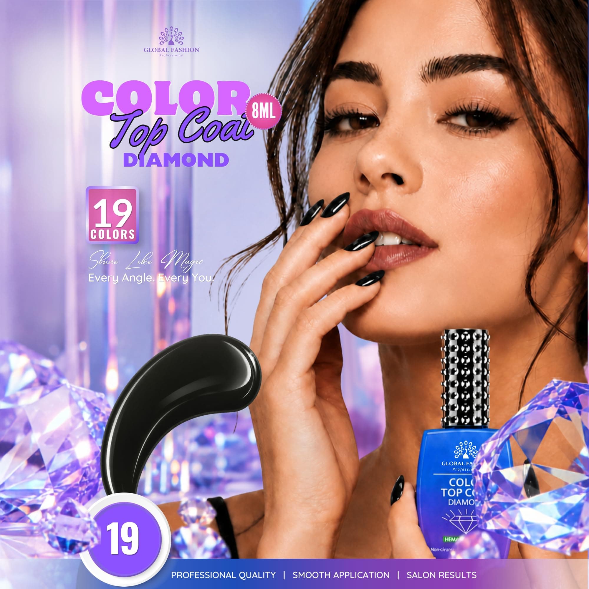 Color Top Coat Diamond 12ml – HEMA & TPO Free No Wipe Gel Top — Shade Color Top_19 - 3