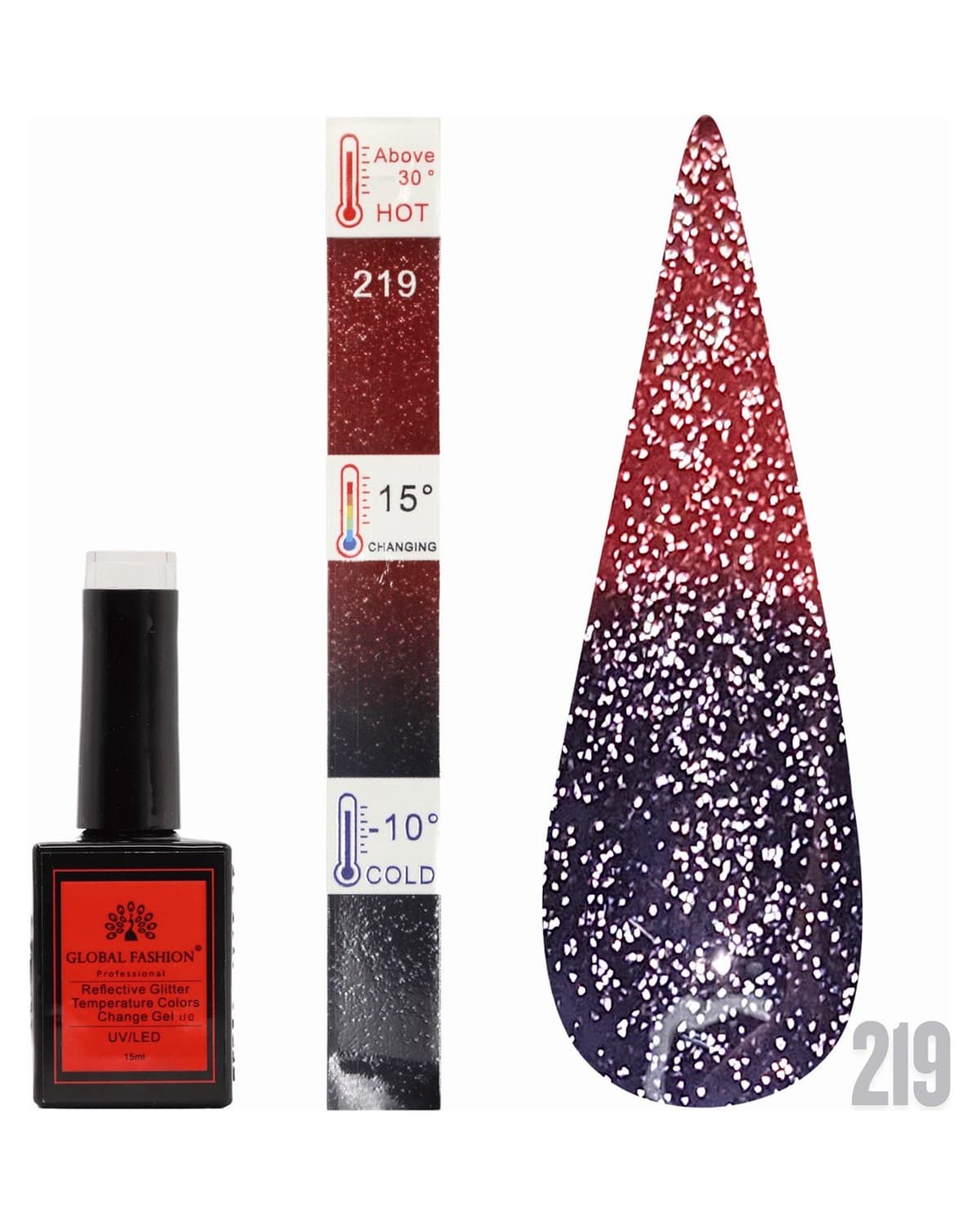 TEMPERATURE GLITTER GEL POLISH 15ML #219