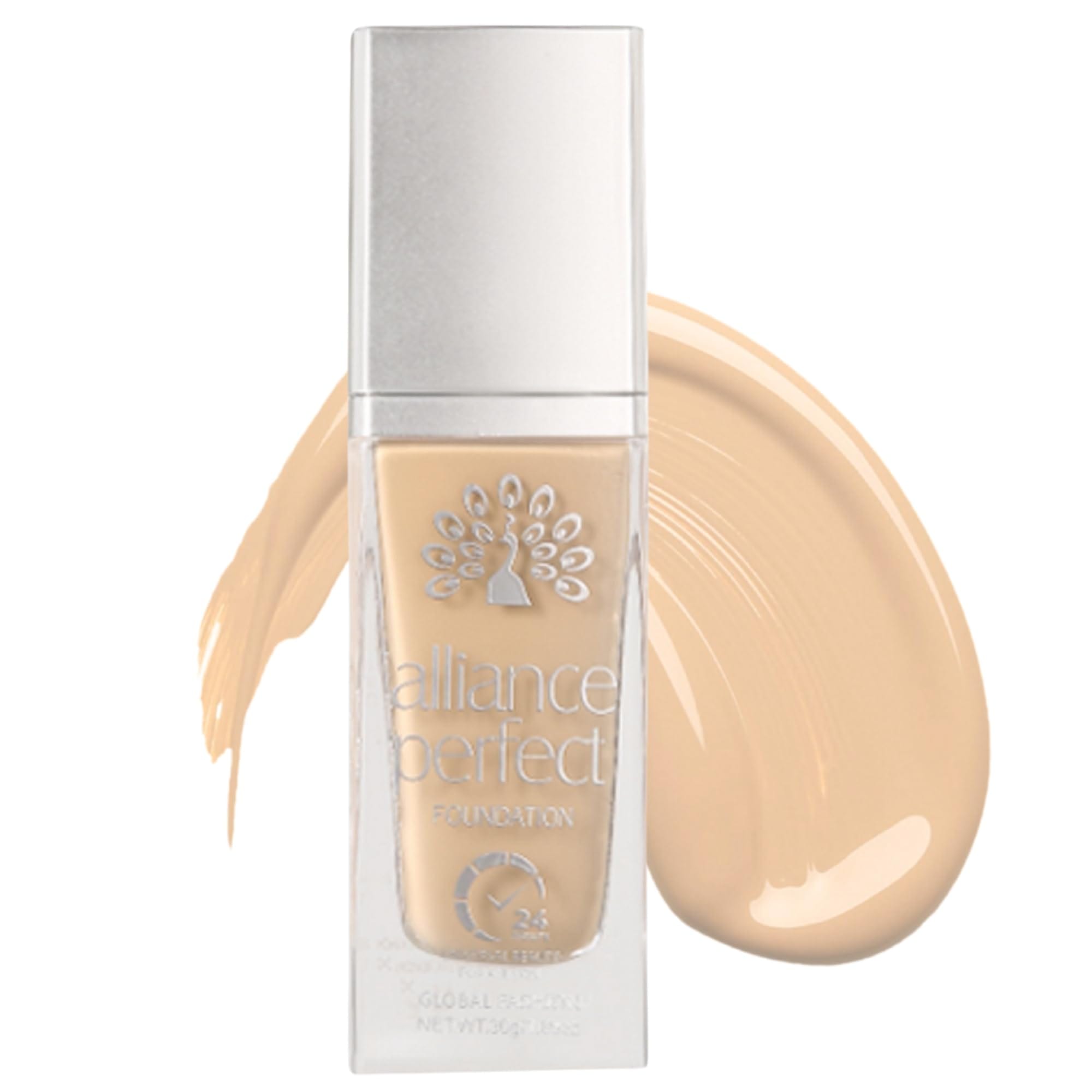 GLOBAL FASHION Alliance Perfect Liquid Foundation 8 Shades - 24H Long-Wear, Smart Tone-Adapting Full Coverage, Hydrating Vitamin E Complex, Transfer-Proof, Seamless Blend