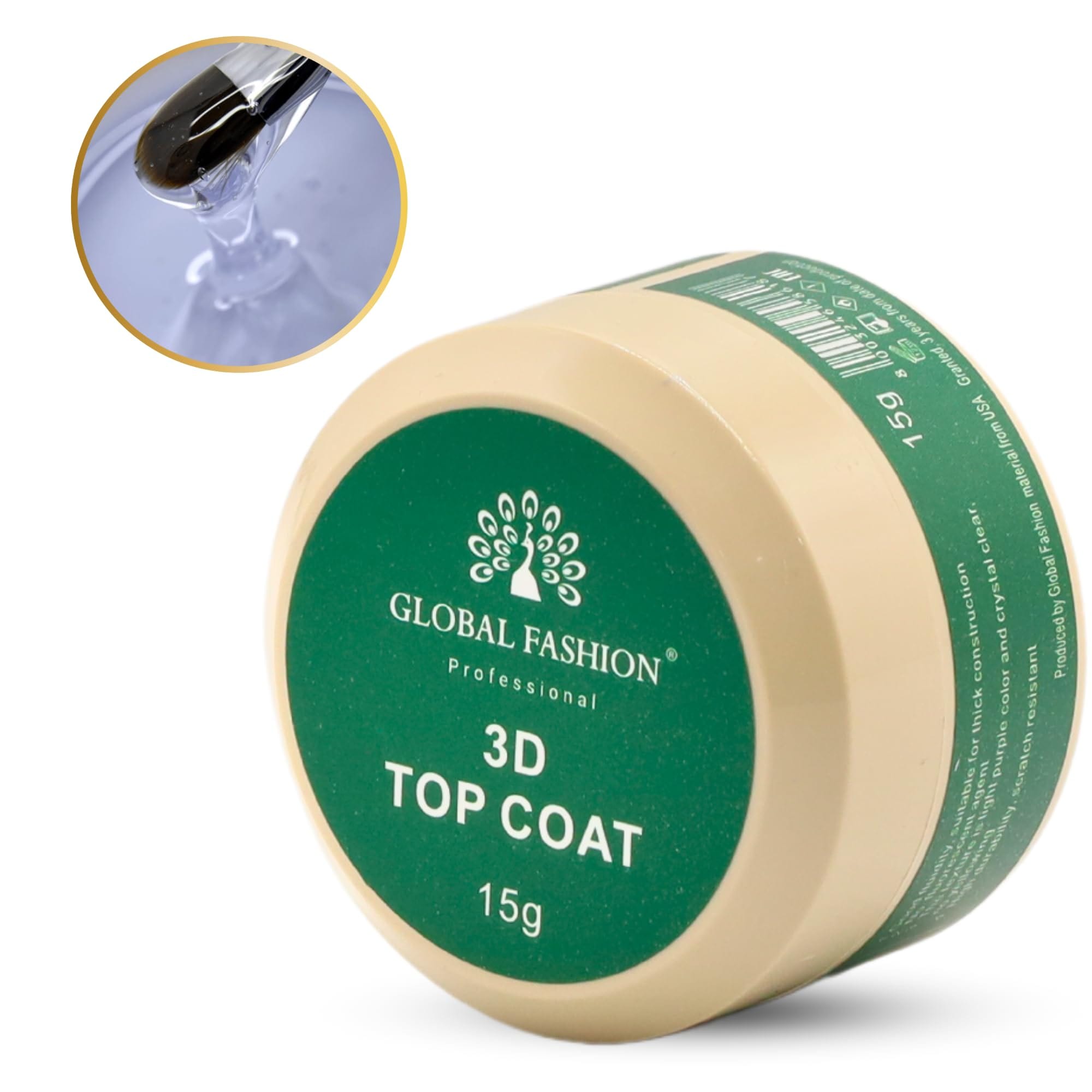 Global Fashion Top Coat Collection - 3D Designs, Super Strong Chip Resistant - High Gloss Shine - Quick Drying Anti-Yellowing Nail Polish - Long-Lasting Salon Quality