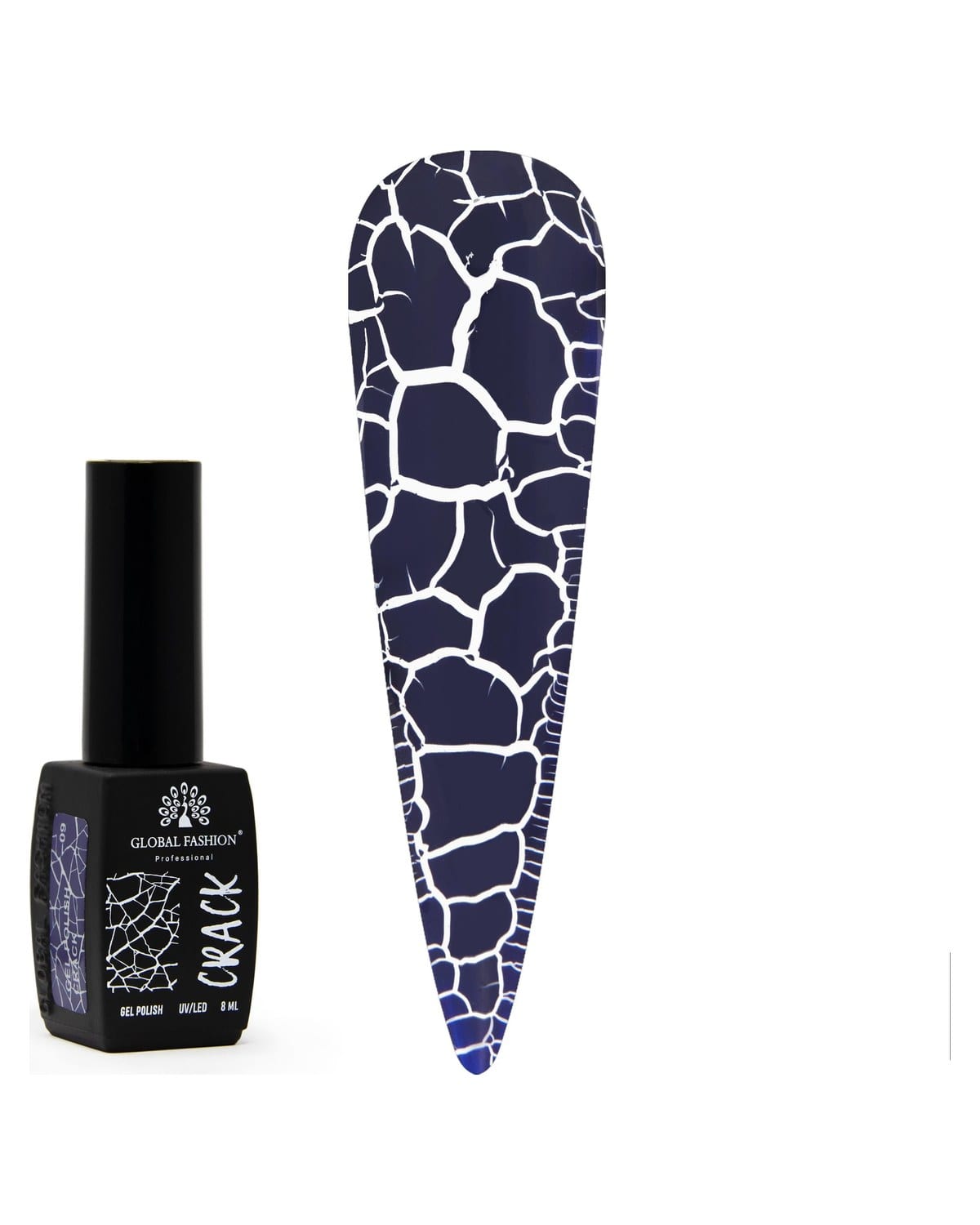 Crackle Gel Nail Polish -12 Colors 8ml, Long-Lasting UV/LED Soak Off Gel, Chip-Resistant, Glossy Finish, Cracked Effects,DIY Nail Art, Professional Salon Quality Manicure for Beginners & Home Use (09)
