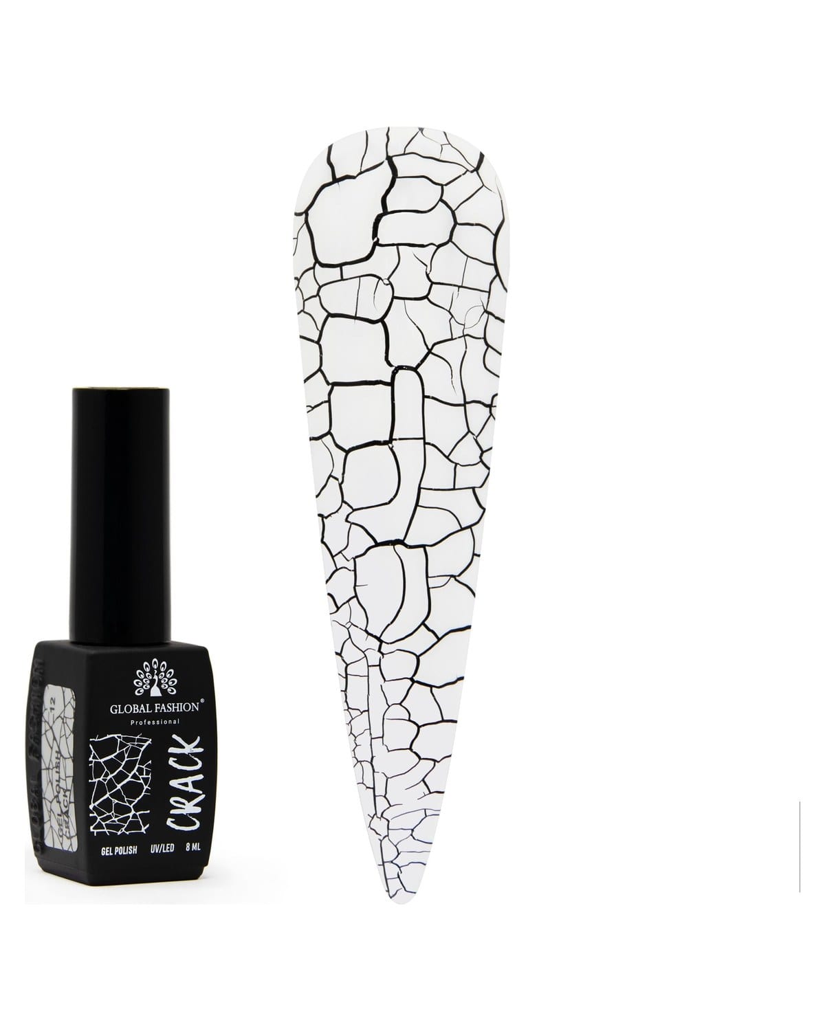 Crackle Gel Nail Polish -12 Colors 8ml, Long-Lasting UV/LED Soak Off Gel, Chip-Resistant, Glossy Finish, Cracked Effects,DIY Nail Art, Professional Salon Quality Manicure for Beginners & Home Use (12)