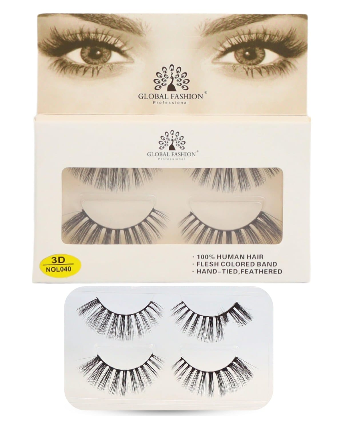 False Eyelashes Pack - Wispy Natural Look, Mink Fluffy Strips, Cat Eye and Fox Eye Lashes, Reusable, Easy Application, Perfect for Daily Wear & Special Occasions | (Eyelash 3D NOL040-4Pcs) — Color Eyelash 3D NOL040-2 Pair