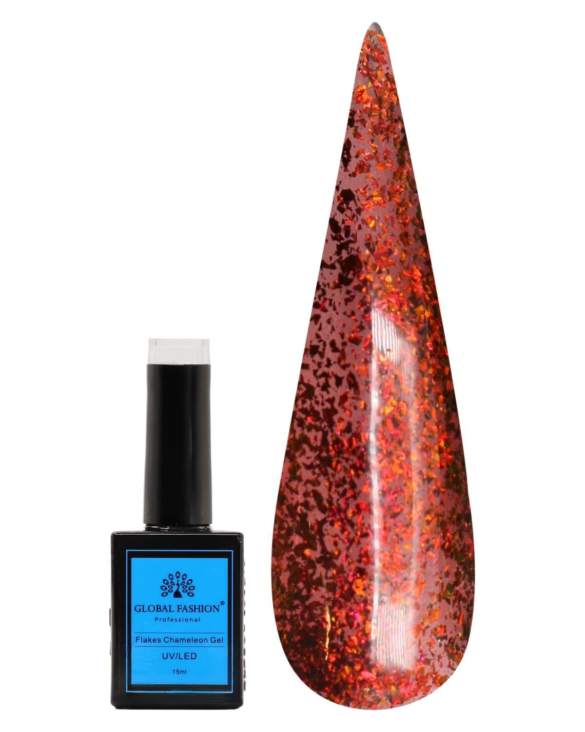 FLAKES Chameleon Gel Nail Polish 15ml by Global Fashion - Long-Lasting, Color Changing, Professional Nail Art, UV/LED Soak-Off Gel, Easy Application, Salon-Grade Manicure | (230, 1)