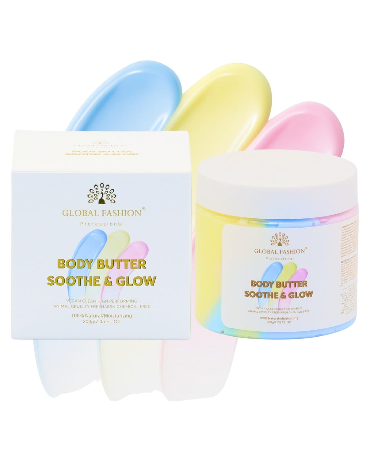 Global Fashion Body Butter Soothe & Glow 200g – Ultra-Hydrating Shea Butter & Collagen Cream, Anti-Aging Firming Moisturizer with Acetyl Tripeptide-1, Vegan Cruelty-Free Body Skinc