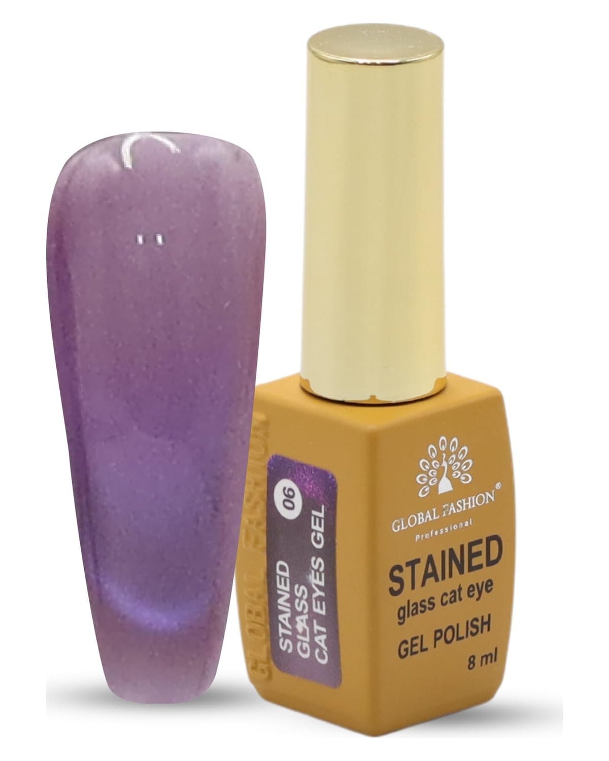 GLOBAL FASHION Stained Glass Cat Eye Gel Polish 8ml | Holographic Shimmer, Magnet Included, Long-Lasting, High-Gloss, UV/LED Soak Off, Nail Art Design, Professional Manicure, Salon — Color 2038529540507