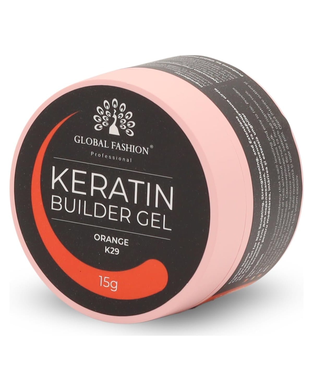 Keratin Builder Gel 15g Self Leveling Hard Gel Durable and Strong for Nail Overlays Extensions and Repairs UV LED Cure Odor Salon Finish Reinforcing Formula, Long Lasting Wear (K29 - Orange)