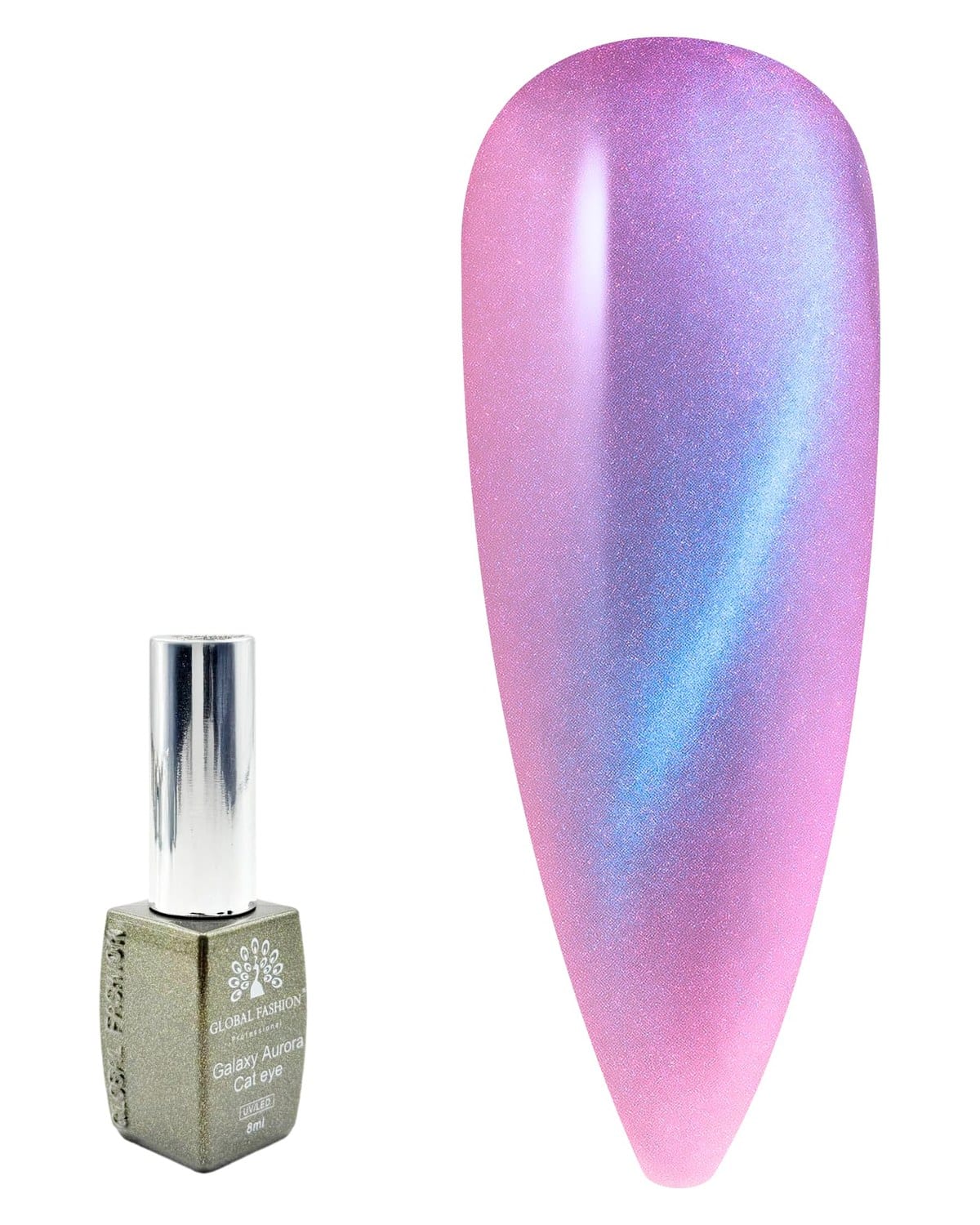 Galaxy Aurora Magnetic Cat Eye Gel Nail Polish UV/LED Gel 8ML — 9D Multitone Reflective Chameleon Effect, Soak Off Magnetic Gel with Magnet Stick for DIY & Salon Nails, Long-Lastin — Color 0614537759388