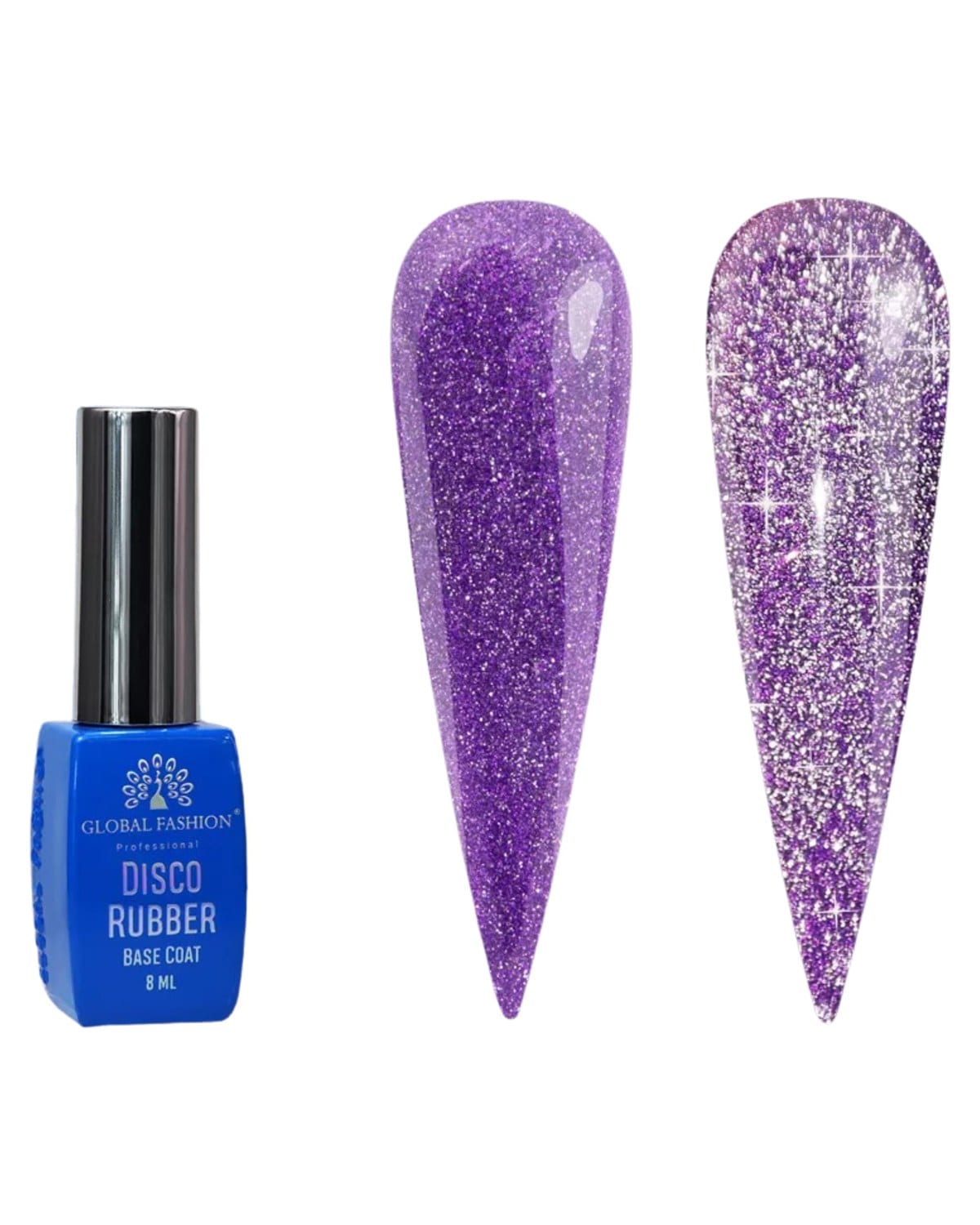 GLOBAL FASHION Professional Disco Reflective Rubber Base | 8ml | Long-lasting Shine | Nail Art | (12) — Color 4673724658435