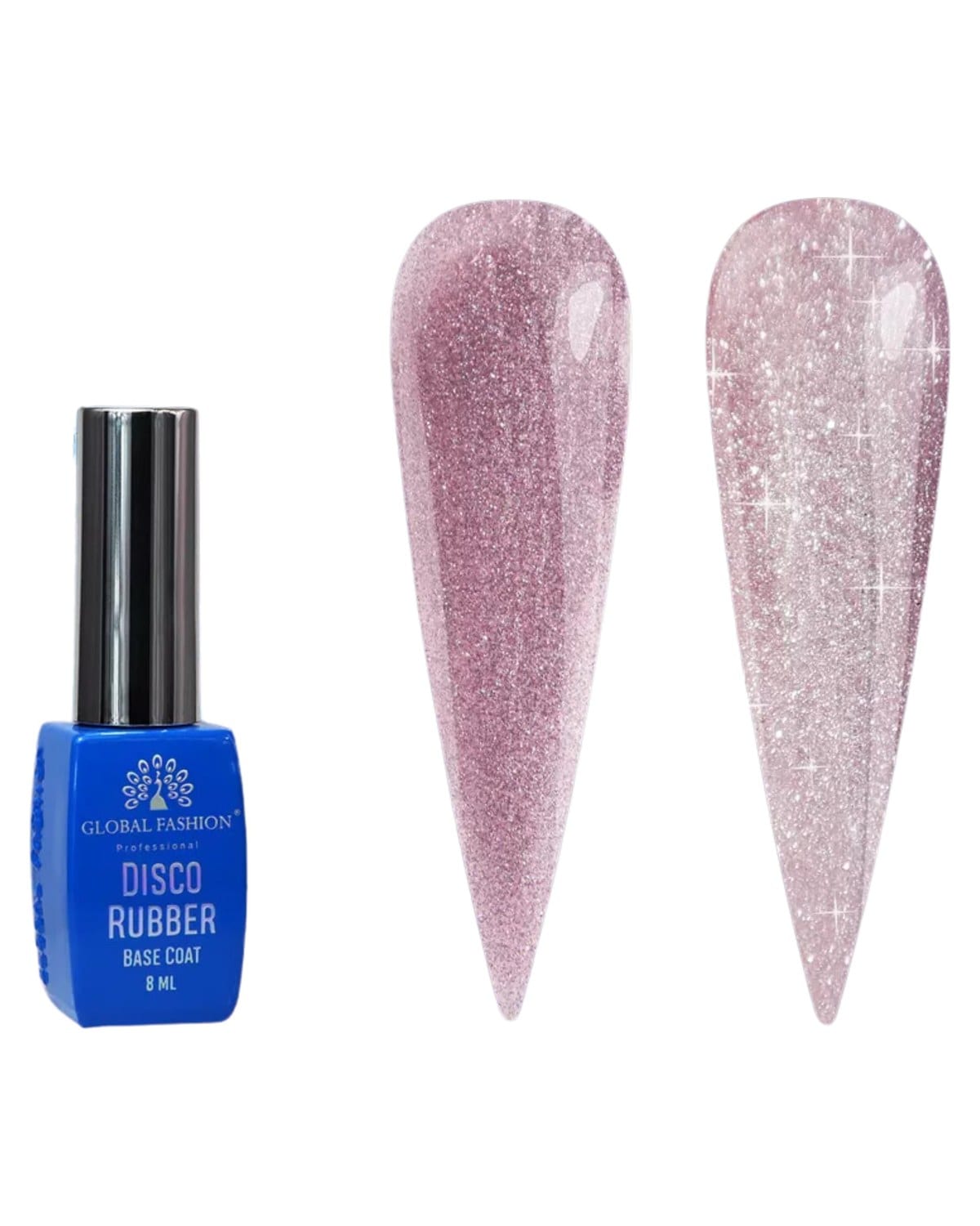 GLOBAL FASHION Professional Disco Reflective Rubber Base | 8ml | Long-lasting Shine | Nail Art | (04) — Color 4673724658350