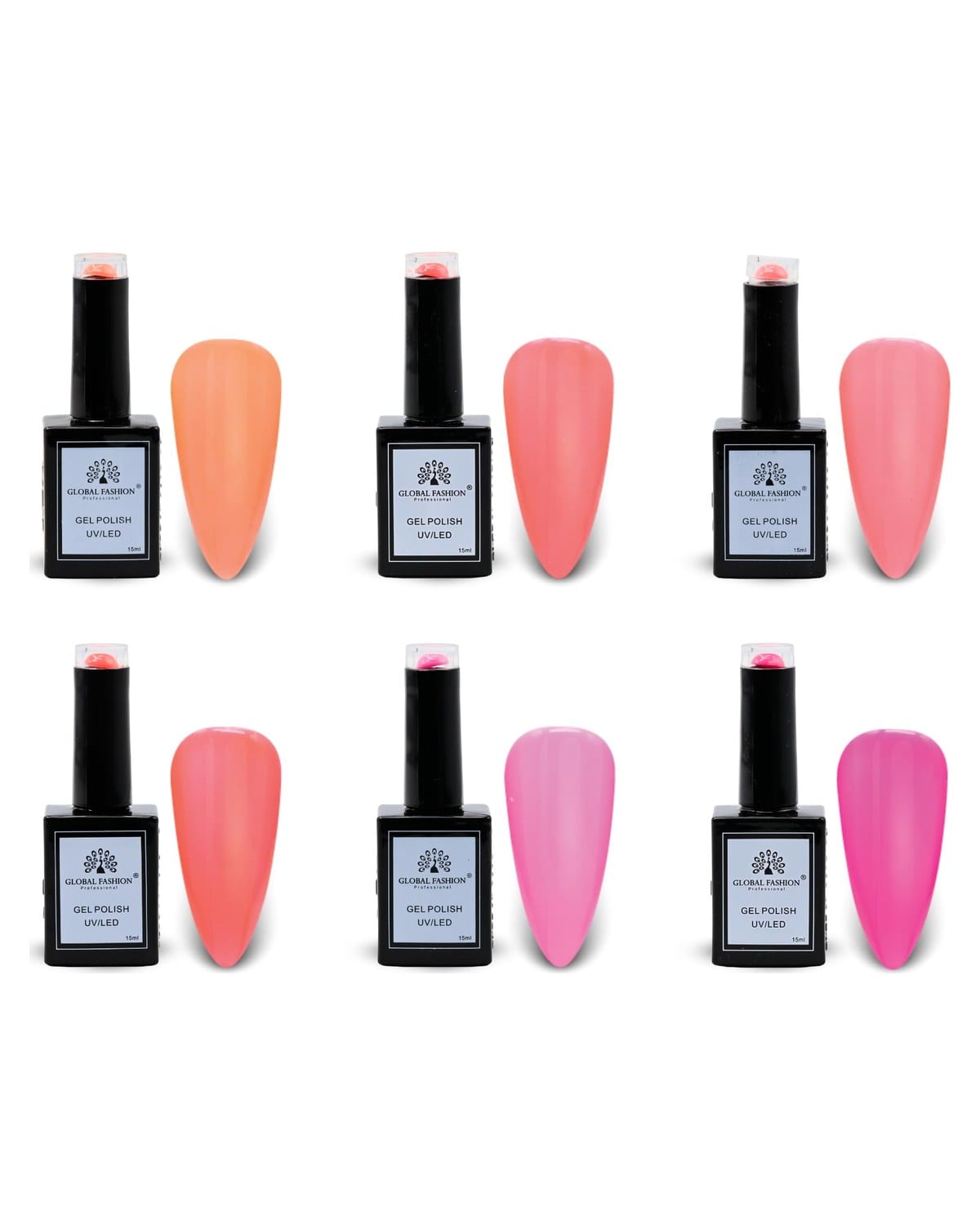 Peach Perfection UV LED Gel Nail Polish Set – 6 Soak-Off Gel Colors, 15ml Long-Lasting Glossy Finish, Chip-Resistant Nail Art Manicure Kit for Teens, Home & Gift Use — Color 0614537761480