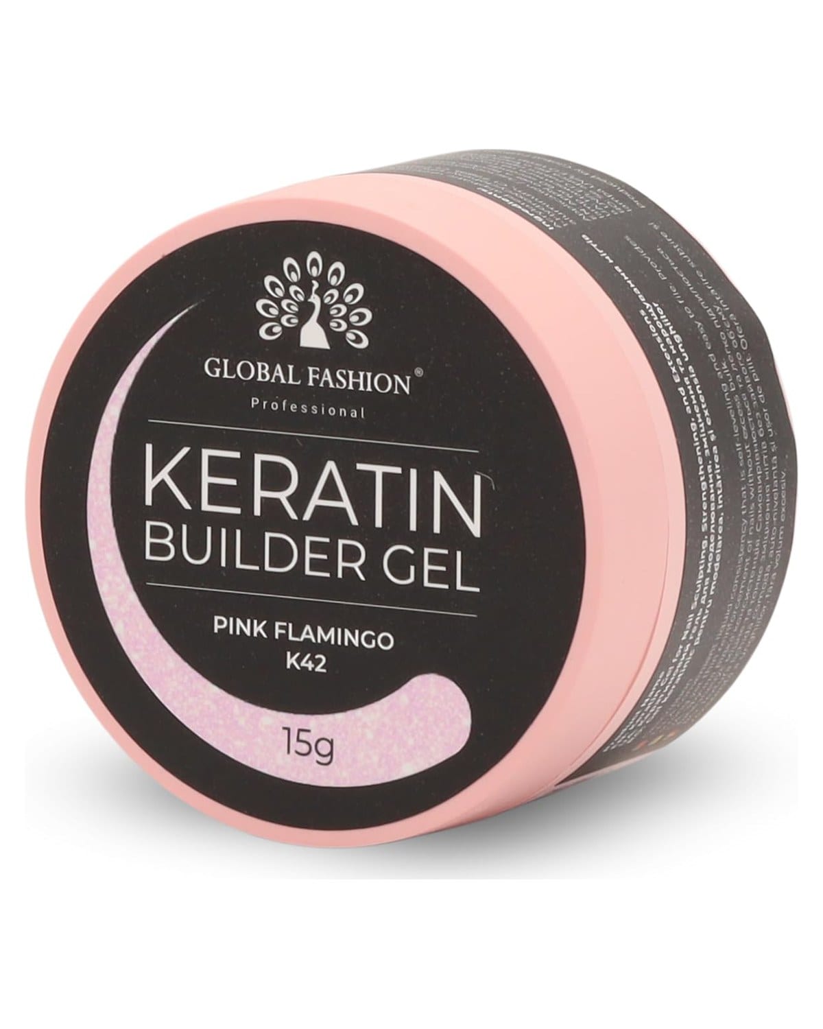 Keratin Builder Gel 15g Self Leveling Hard Gel Durable and Strong for Nail Overlays Extensions and Repairs UV LED Cure Odor Salon Finish Reinforcing Formula, Long Lasting Wear (K42 - Pink Flamingo)