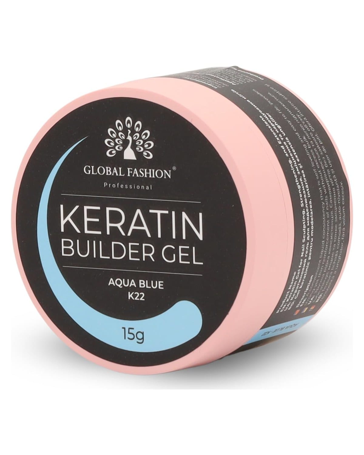 Keratin Builder Gel 15g Self Leveling Hard Gel Durable and Strong for Nail Overlays Extensions and Repairs UV LED Cure Odor Salon Finish Reinforcing Formula, Long Lasting Wear (K22 - Aqua Blue)