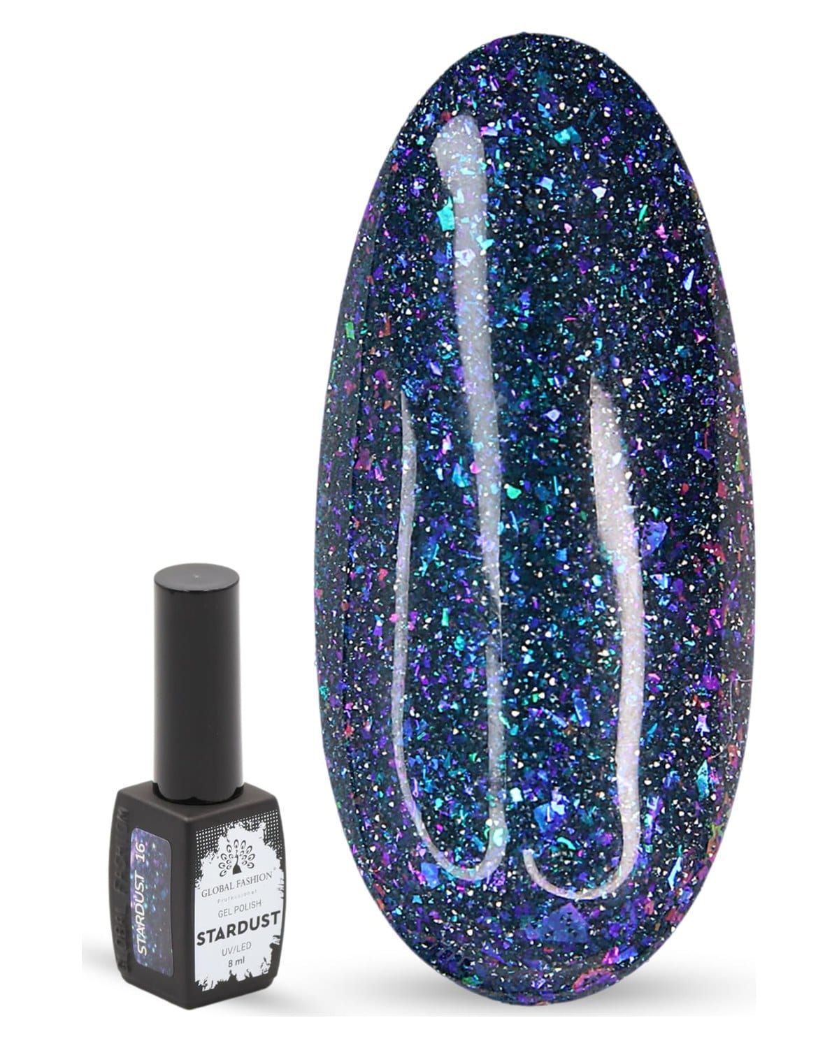 Stardust Gel Nail Polish – 8ml Holographic Glitter Color, Long-Lasting High-Gloss Soak Off UV/LED Gel, Professional Salon Quality & DIY Nail Art for Easy Manicure and Pedicure at Home or Salon (16) — Color 4673724655960