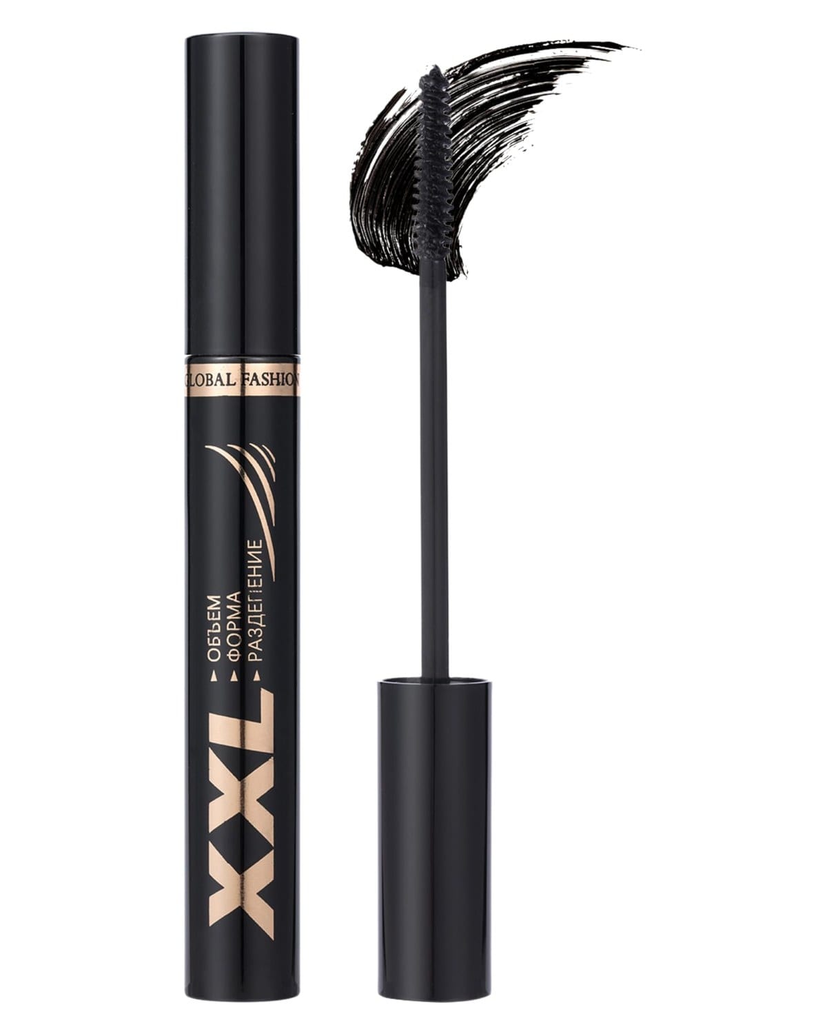 XXL Black Waterproof Mascara for Volume, Length & Curl – Long-Lasting Clump-Free Lash Enhancing Formula, Flake-Free, Sensitive Eyes Safe, Smudge-Proof Makeup for Full, Separated Eyelashes (Brush 2) — Size 0744963290640