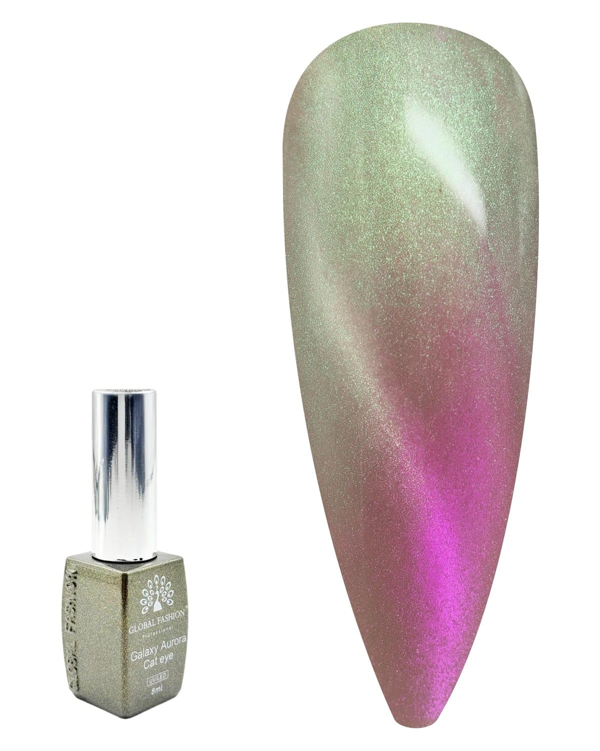 Galaxy Aurora Magnetic Cat Eye Gel Nail Polish UV/LED Gel 8ML — 9D Multitone Reflective Chameleon Effect, Soak Off Magnetic Gel with Magnet Stick for DIY & Salon Nails, Long-Lastin — Color 0614537759340