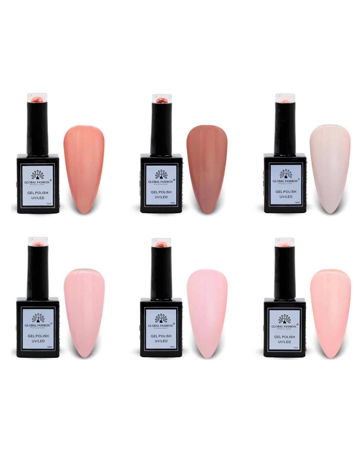 Global Fashion Soft Neutrals Collection Set (43–48) – 6 Long-Lasting, High-Gloss, Chip-Resistant Colors for Teens & Professionals – UV/LED Soak-Off Nail Kit (43–48 Soft Neutrals Co)